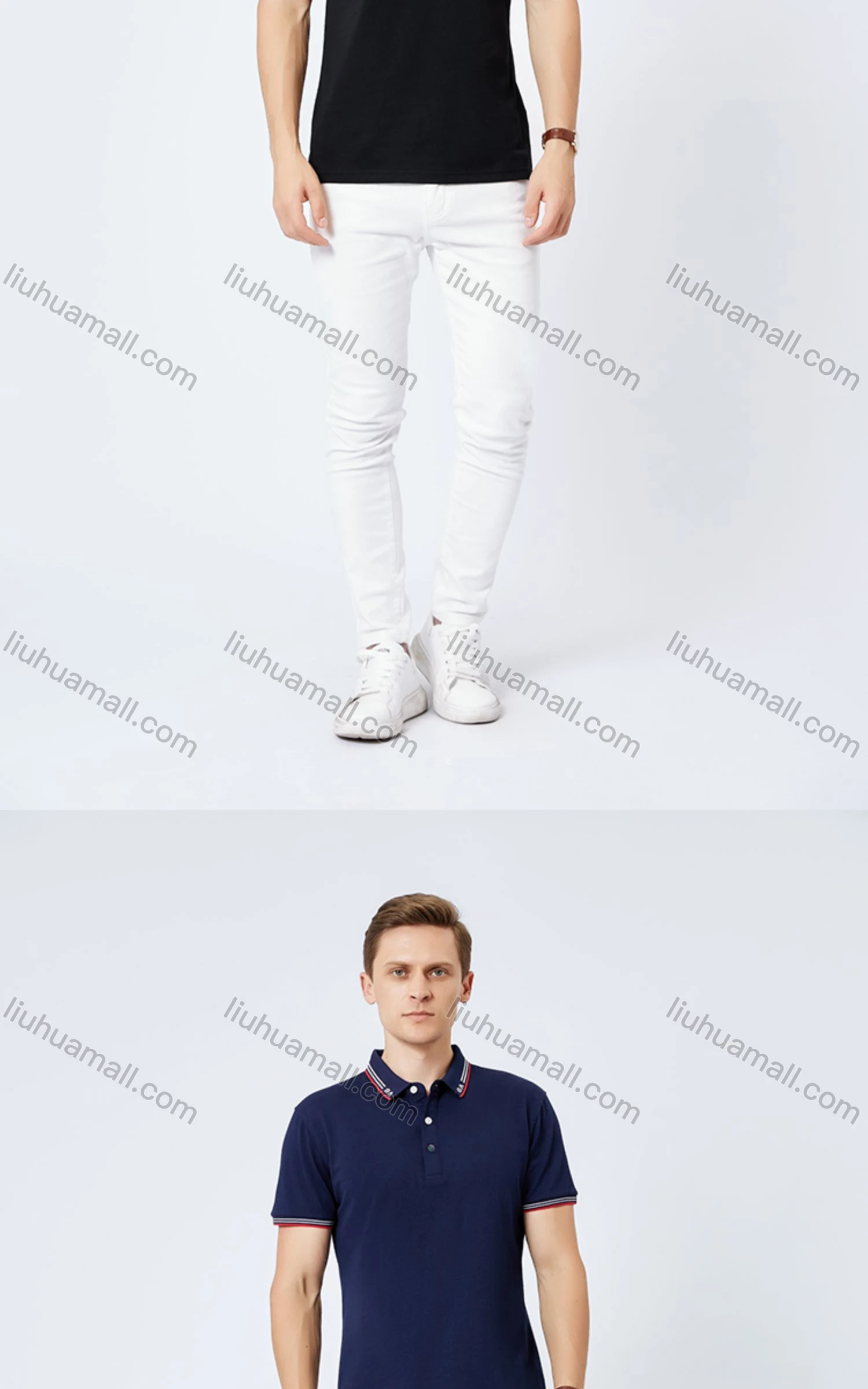 Wholesale Unisex Casual Short Sleeve Letter Striped Trim Button Front Polo Shirts - Liuhuamall