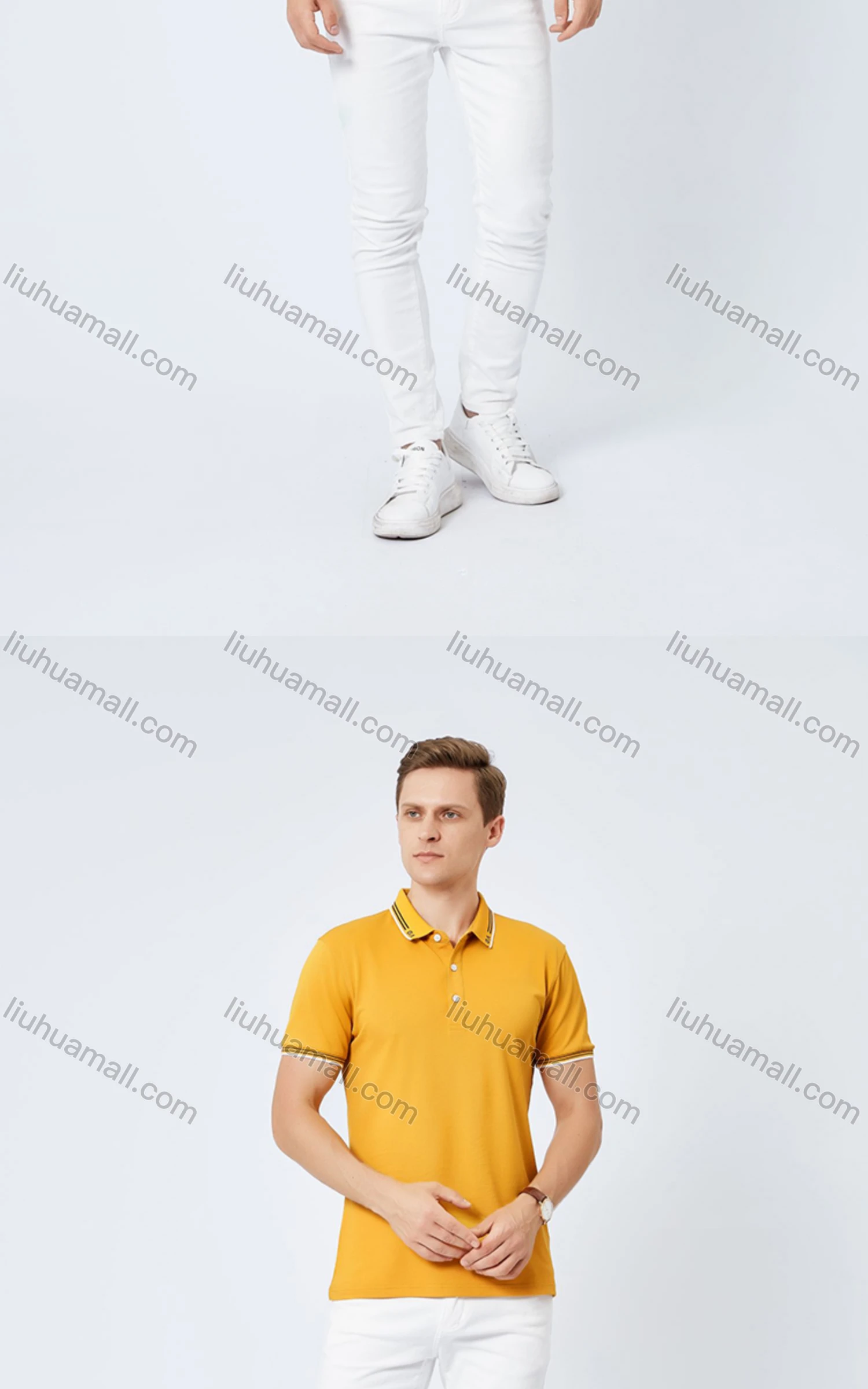 Wholesale Unisex Casual Short Sleeve Letter Striped Trim Button Front Polo Shirts - Liuhuamall