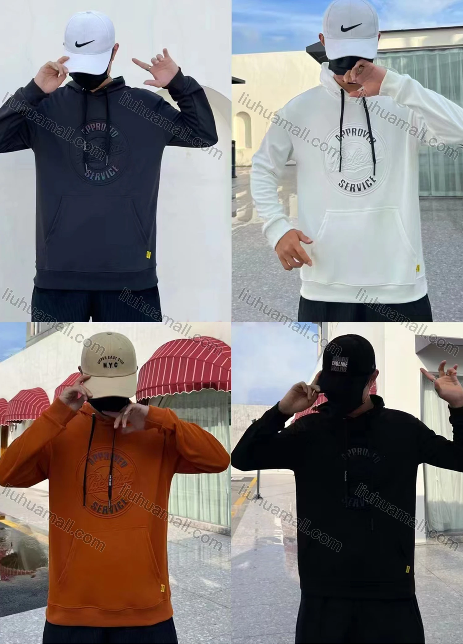 Wholesale Men's Casual Letter Print Drawstring Long Sleeve Kangaroo Pocket Hoodie - Liuhuamall