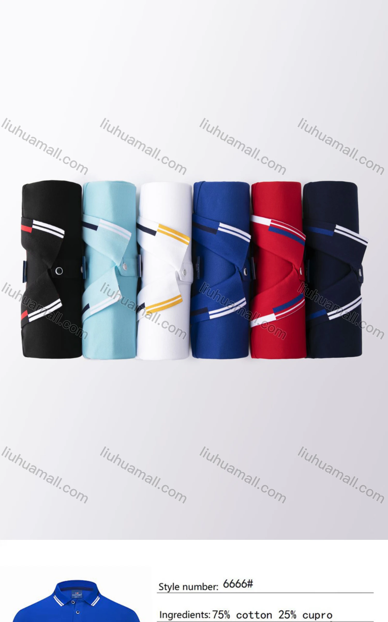 Wholesale Unisex Casual Slim Fit Short Sleeve Striped Trim Button Front Polo Shirts - Liuhuamall