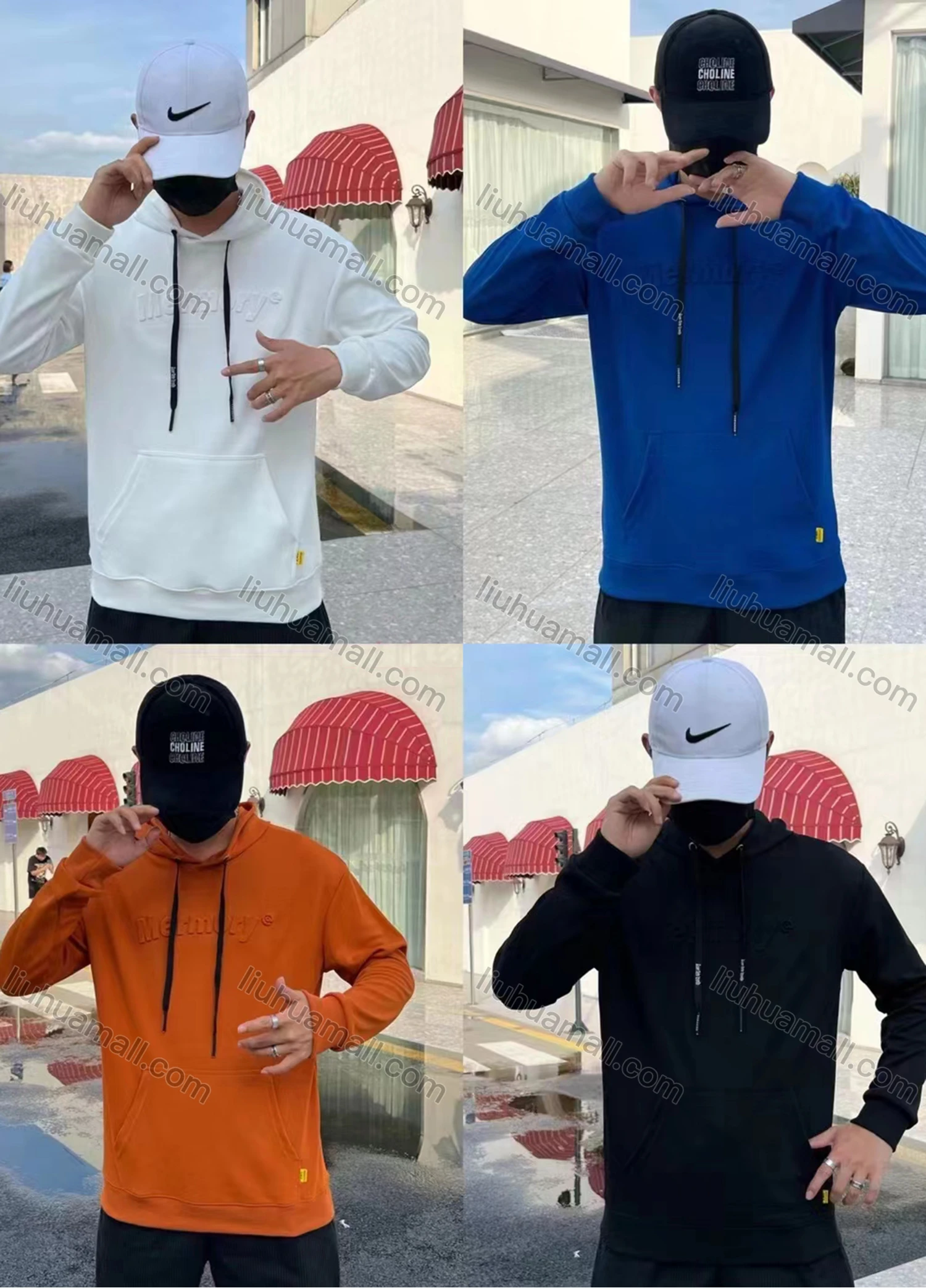 Wholesale Men's Casual Letter Print Drawstring Long Sleeve Kangaroo Pocket Hoodie - Liuhuamall