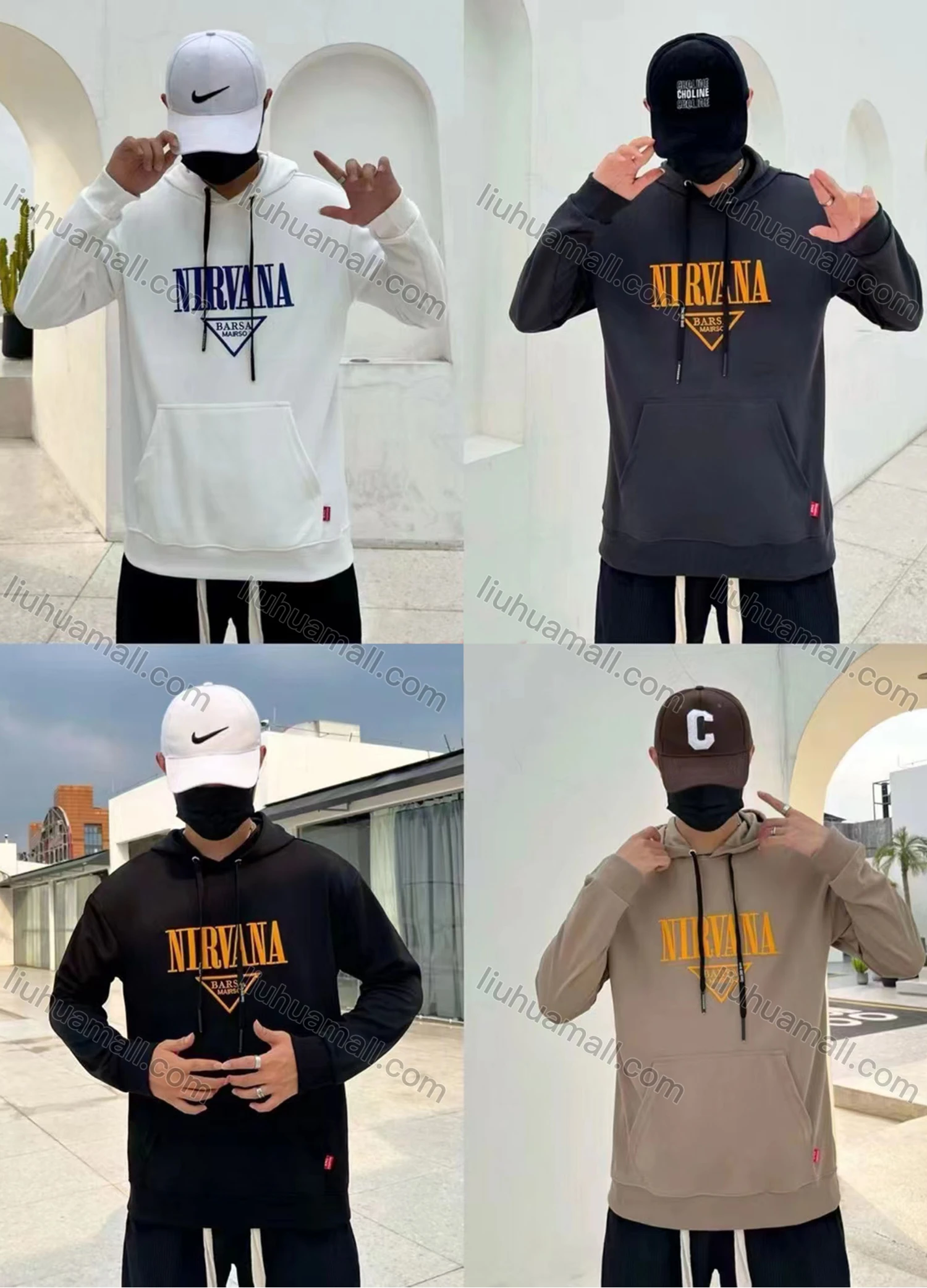 Wholesale Men's Casual Letter Print Drawstring Long Sleeve Kangaroo Pocket Hoodie - Liuhuamall