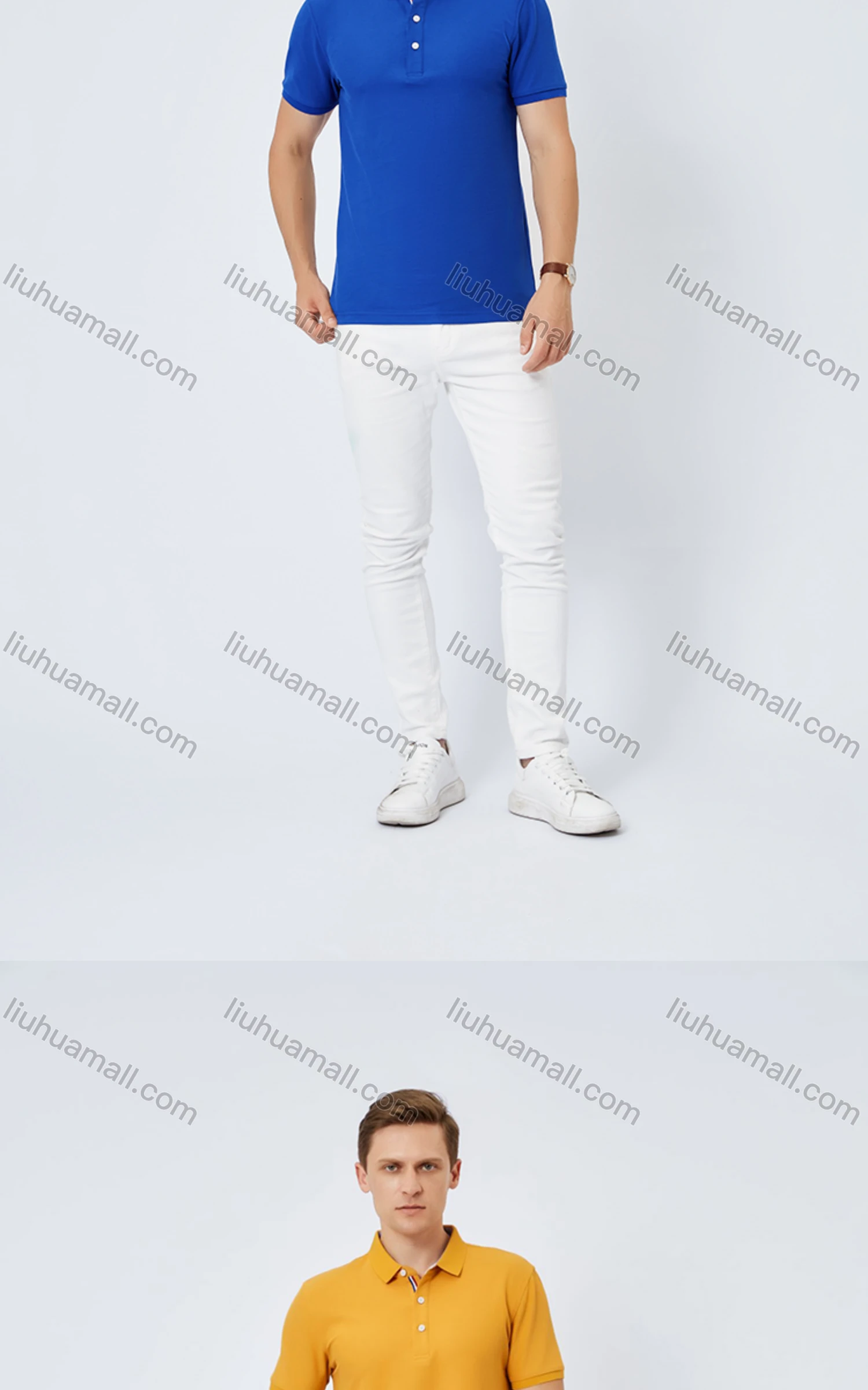 Wholesale Unisex Casual Short Sleeve Button Front Plain Polo Shirts - Liuhuamall