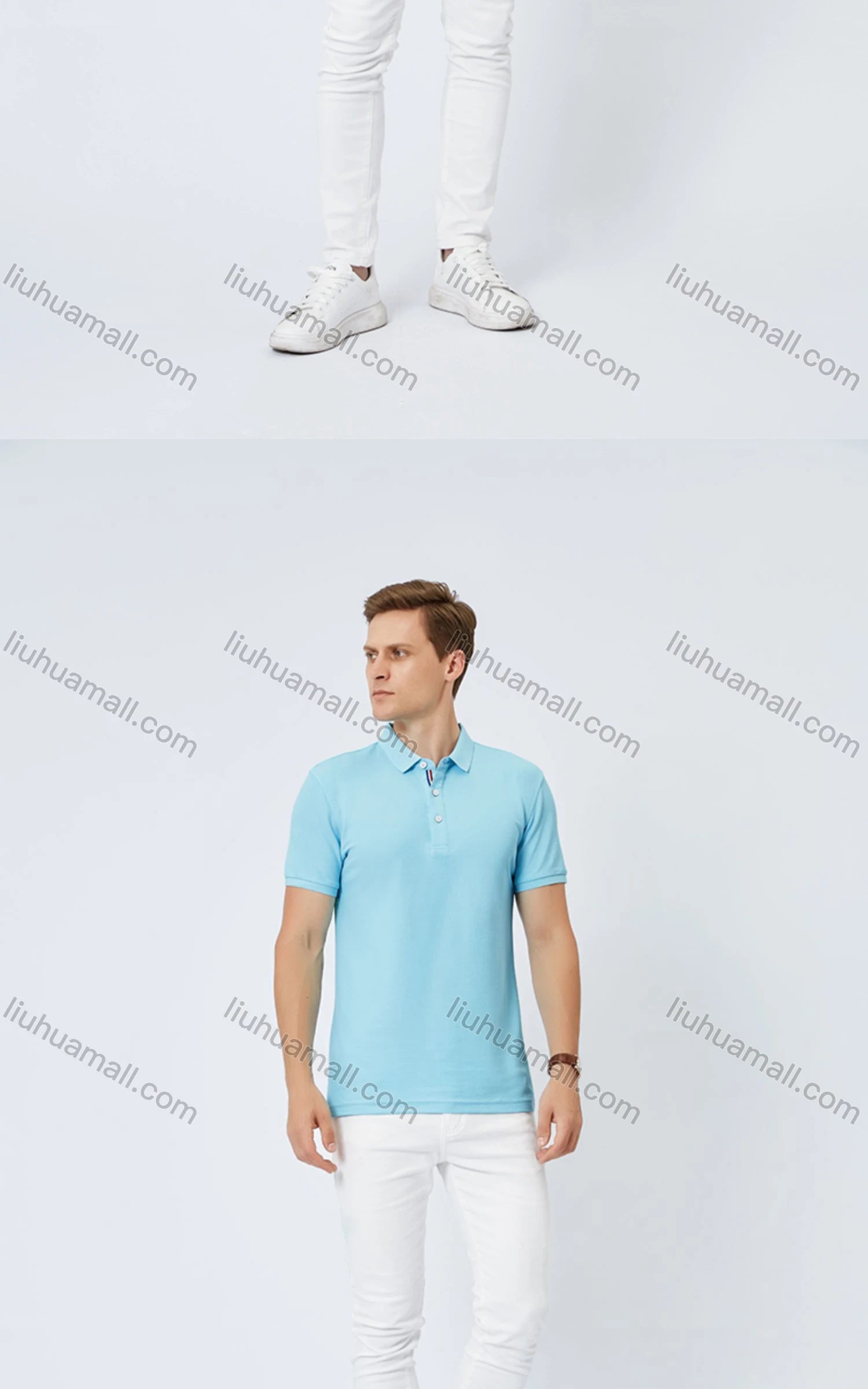 Wholesale Unisex Casual Short Sleeve Button Front Plain Polo Shirts - Liuhuamall