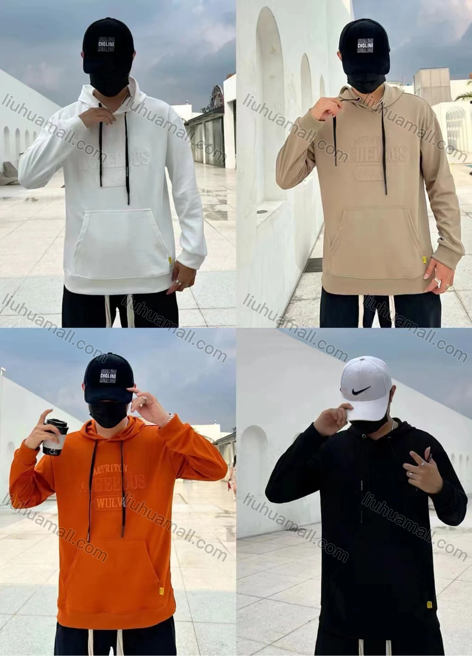 Wholesale Men's Casual Letter Print Drawstring Long Sleeve Kangaroo Pocket Hoodie - Liuhuamall