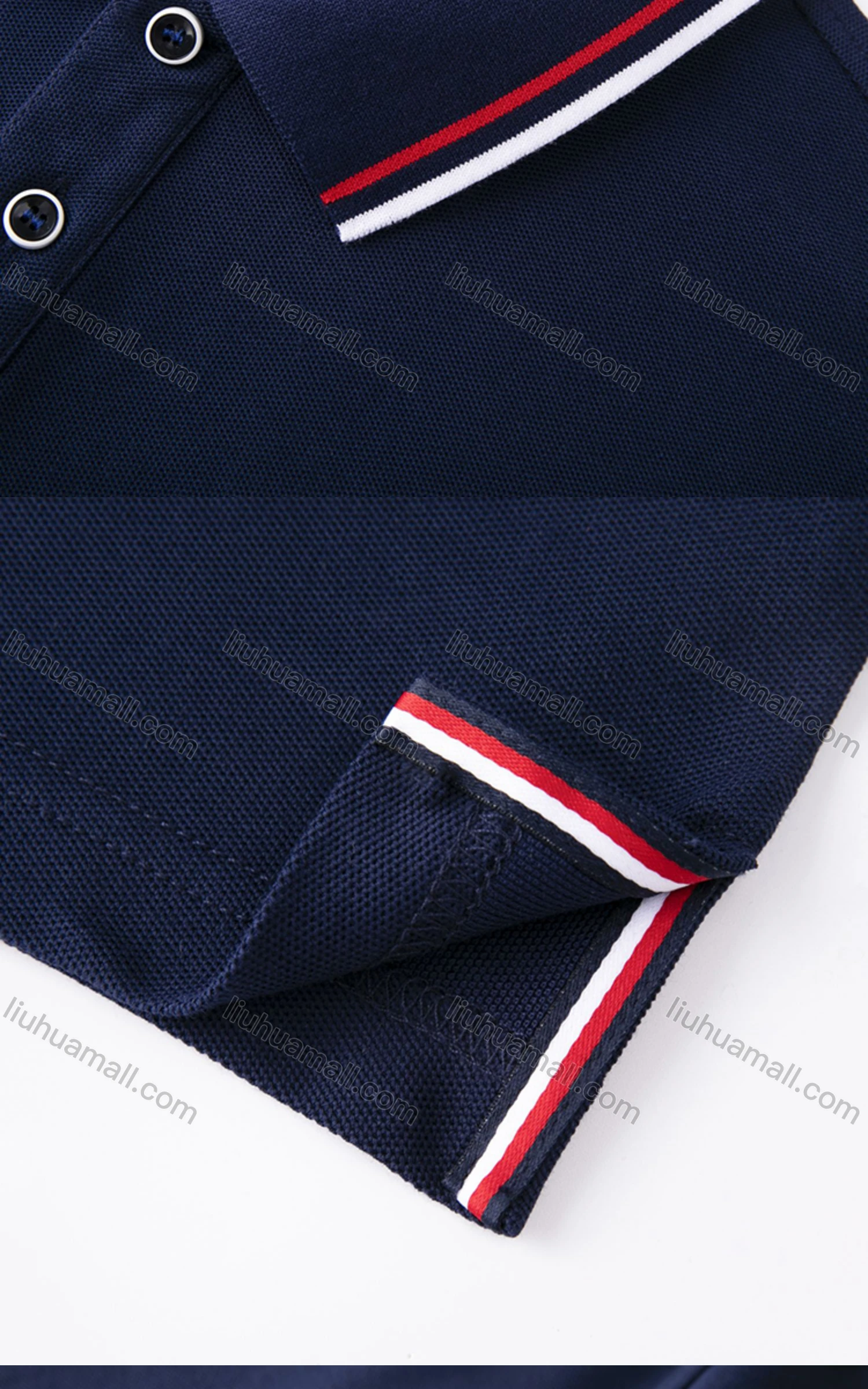 Wholesale Unisex Casual Short Sleeve Letter Striped Trim Button Front Polo Shirts - Liuhuamall