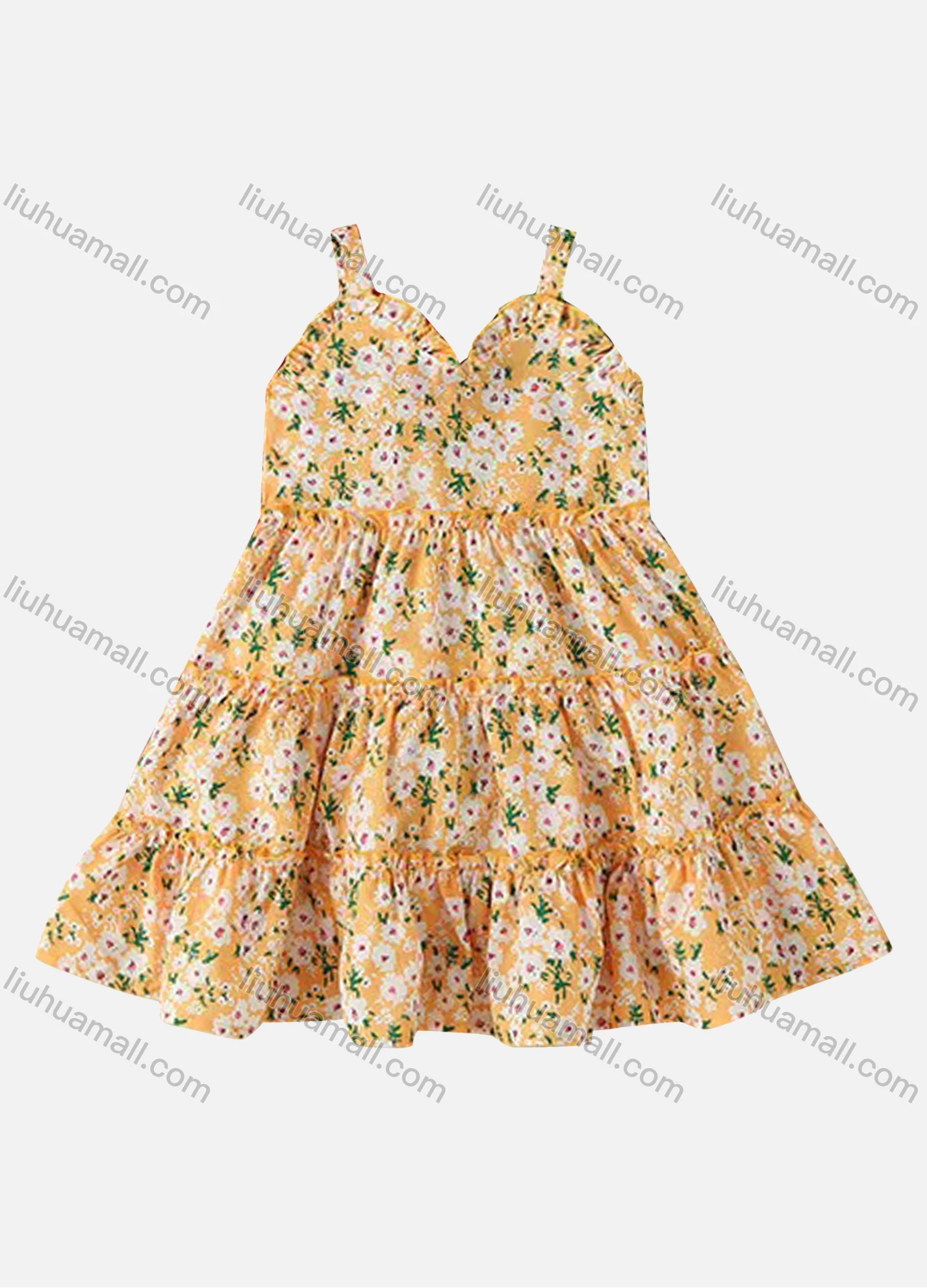 Wholesale Girls Ruffle Hem Floral Print Cami Dress - Liuhuamall