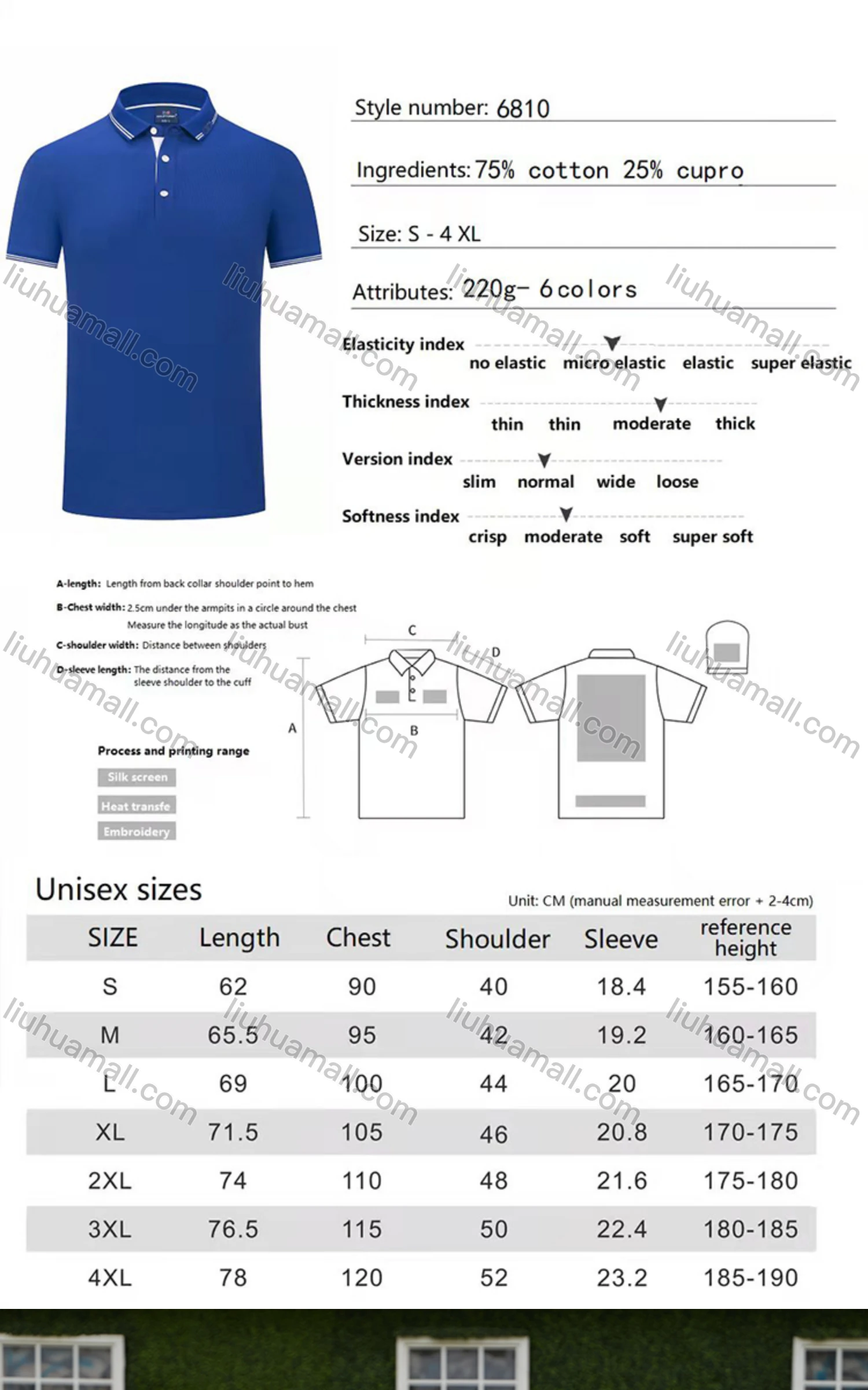 Wholesale Unisex Casual Short Sleeve Rhinestone Striped Trim Button Front Polo Shirts - Liuhuamall