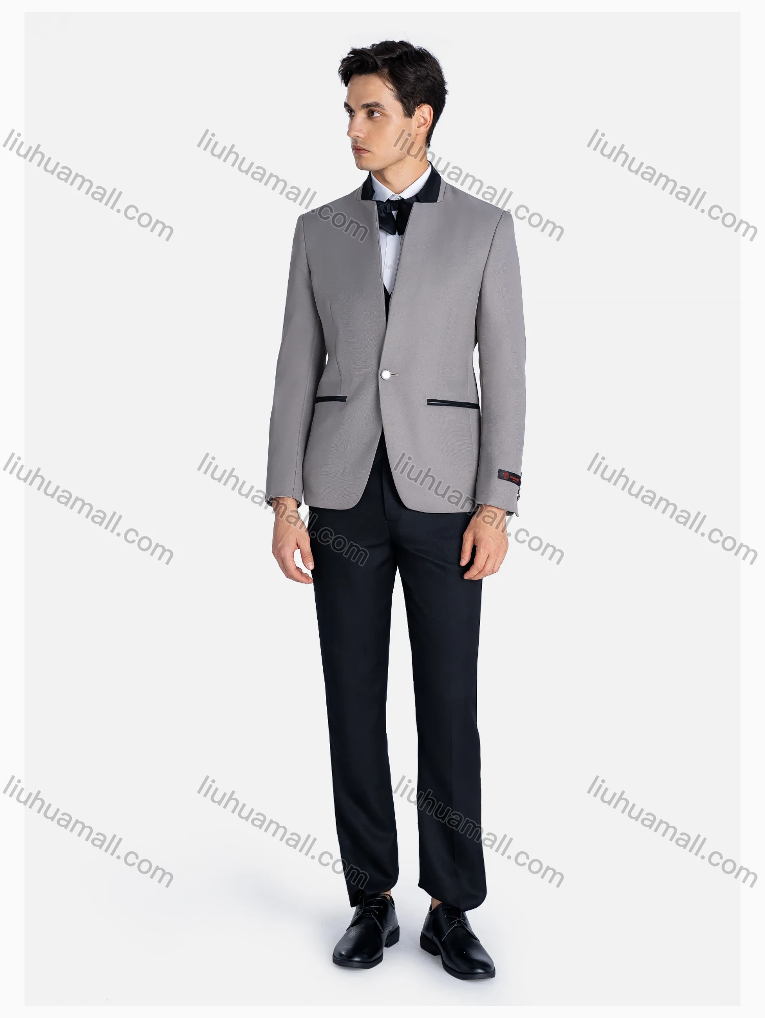 Wholesale Men's Formal Stand Collar One Button Blazer & Waistcoat & Pants 3 Pieces Suit Set - Liuhuamall