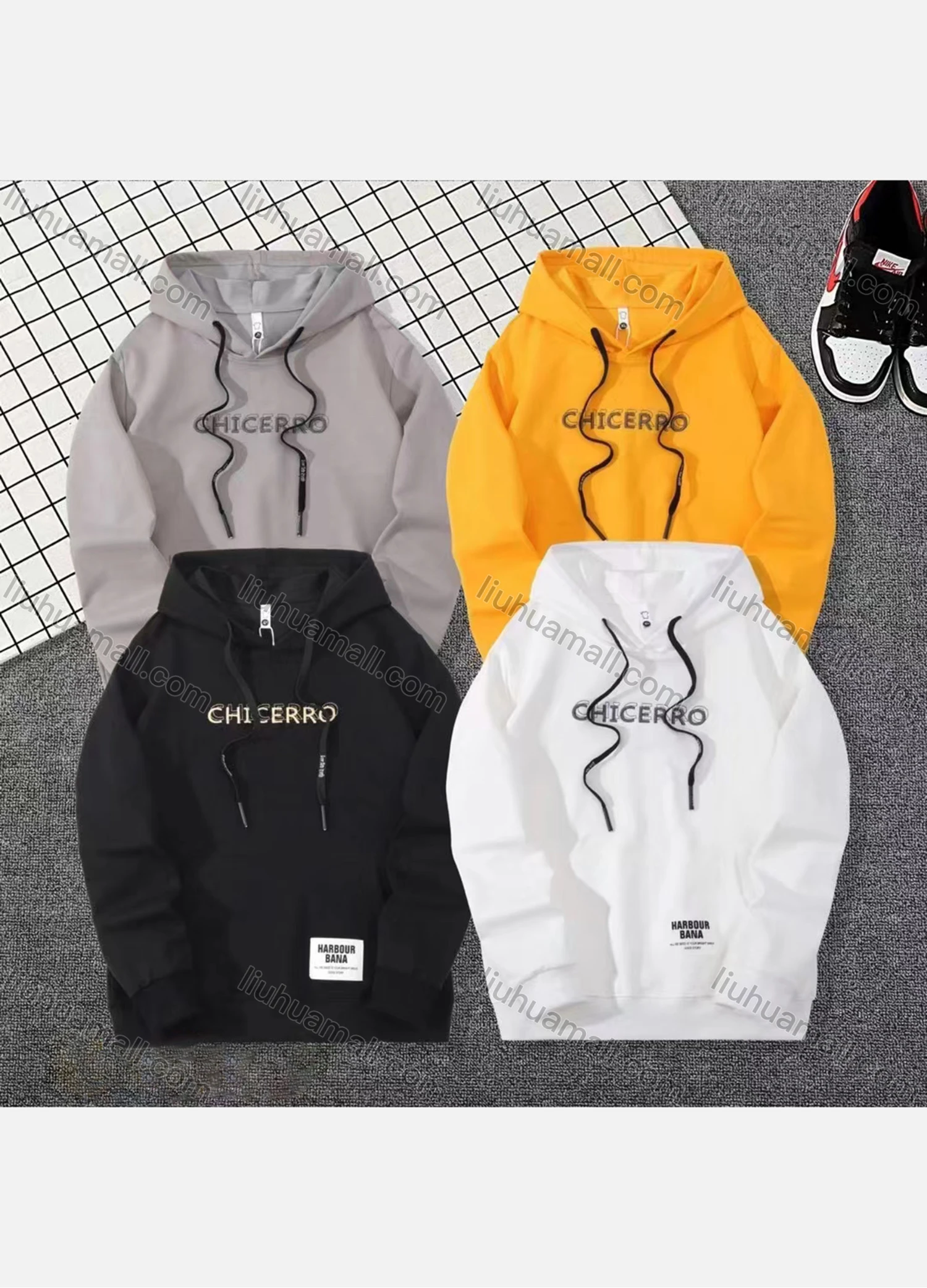 Wholesale Men's Casual Letter Print Drawstring Long Sleeve Kangaroo Pocket Hoodie - Liuhuamall