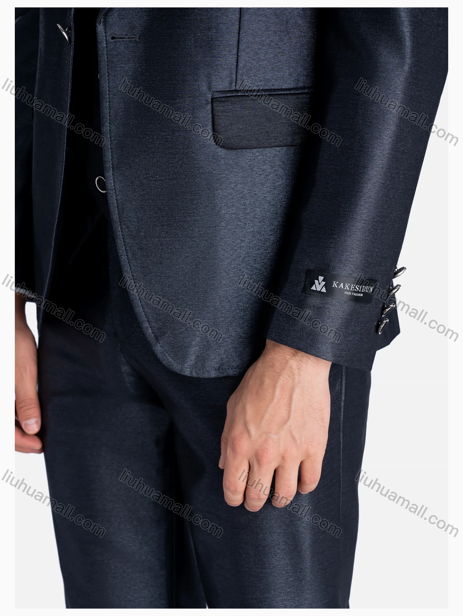 Wholesale Men's Formal Lapel Colorblock One Button Blazer & Waistcoat & Pants 3 Pieces Suit Set - Liuhuamall