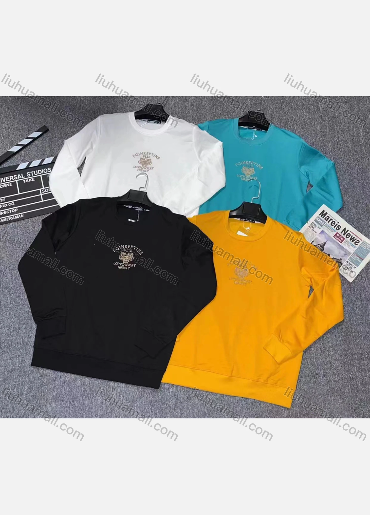 Wholesale Men's Casual Icon & Letter Print Drawstring Long Sleeve Kangaroo Pocket Sweatshirt - Liuhuamall