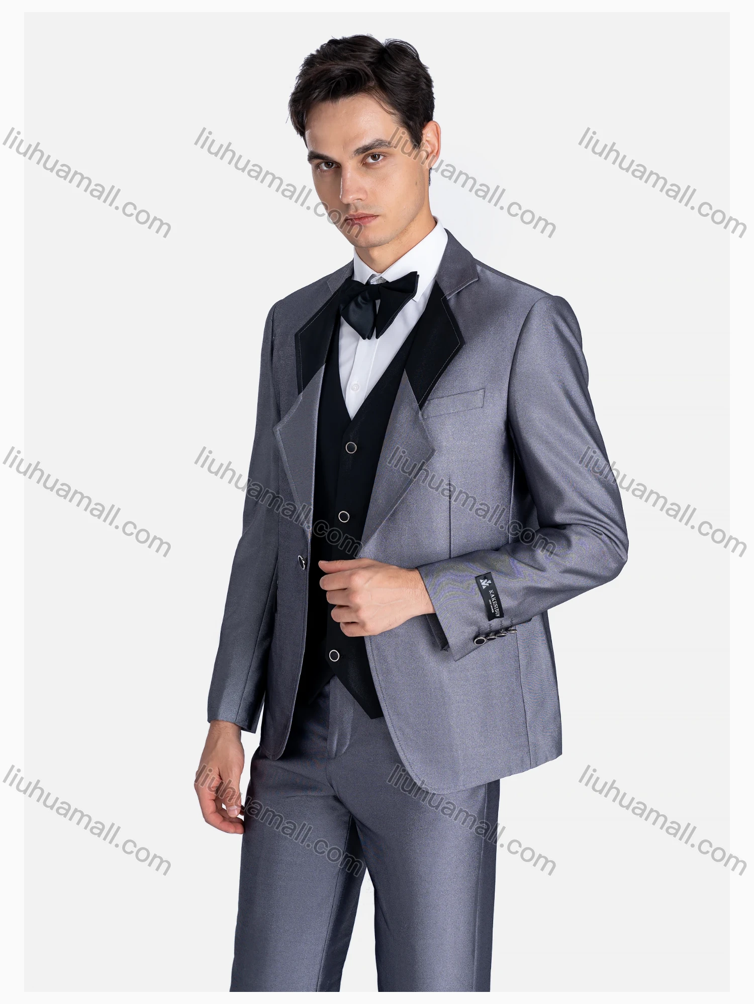 Wholesale Men's Formal Lapel Colorblock One Button Blazer & Waistcoat & Pants 3 Pieces Suit Set - Liuhuamall