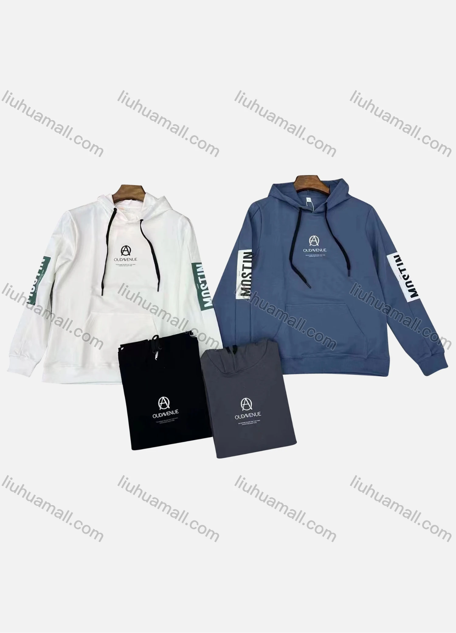 Wholesale Men's Casual Letter Print Drawstring Long Sleeve Kangaroo Pocket Hoodie - Liuhuamall