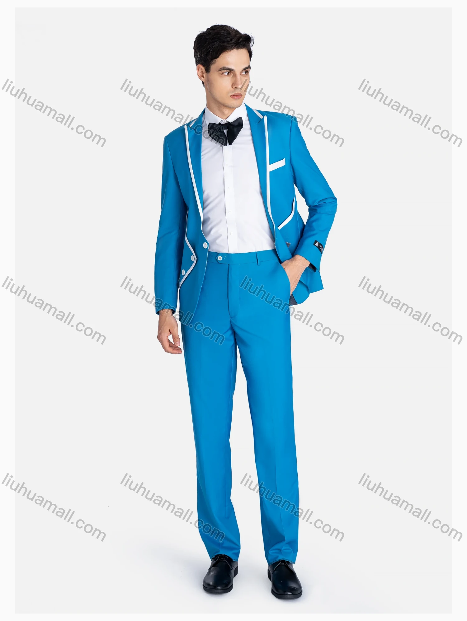 Wholesale Men's Formal Lapel Contrast Blazer & Pants 2 Pieces Suit Set - Liuhuamall