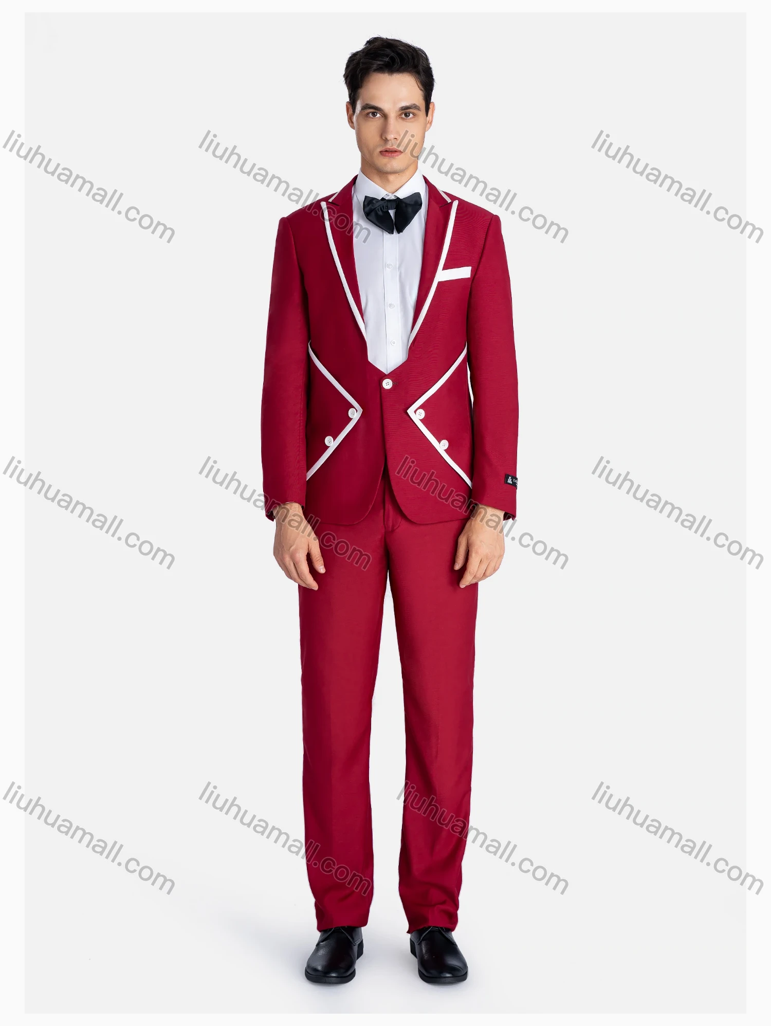 Wholesale Men's Formal Lapel Contrast Blazer & Pants 2 Pieces Suit Set - Liuhuamall