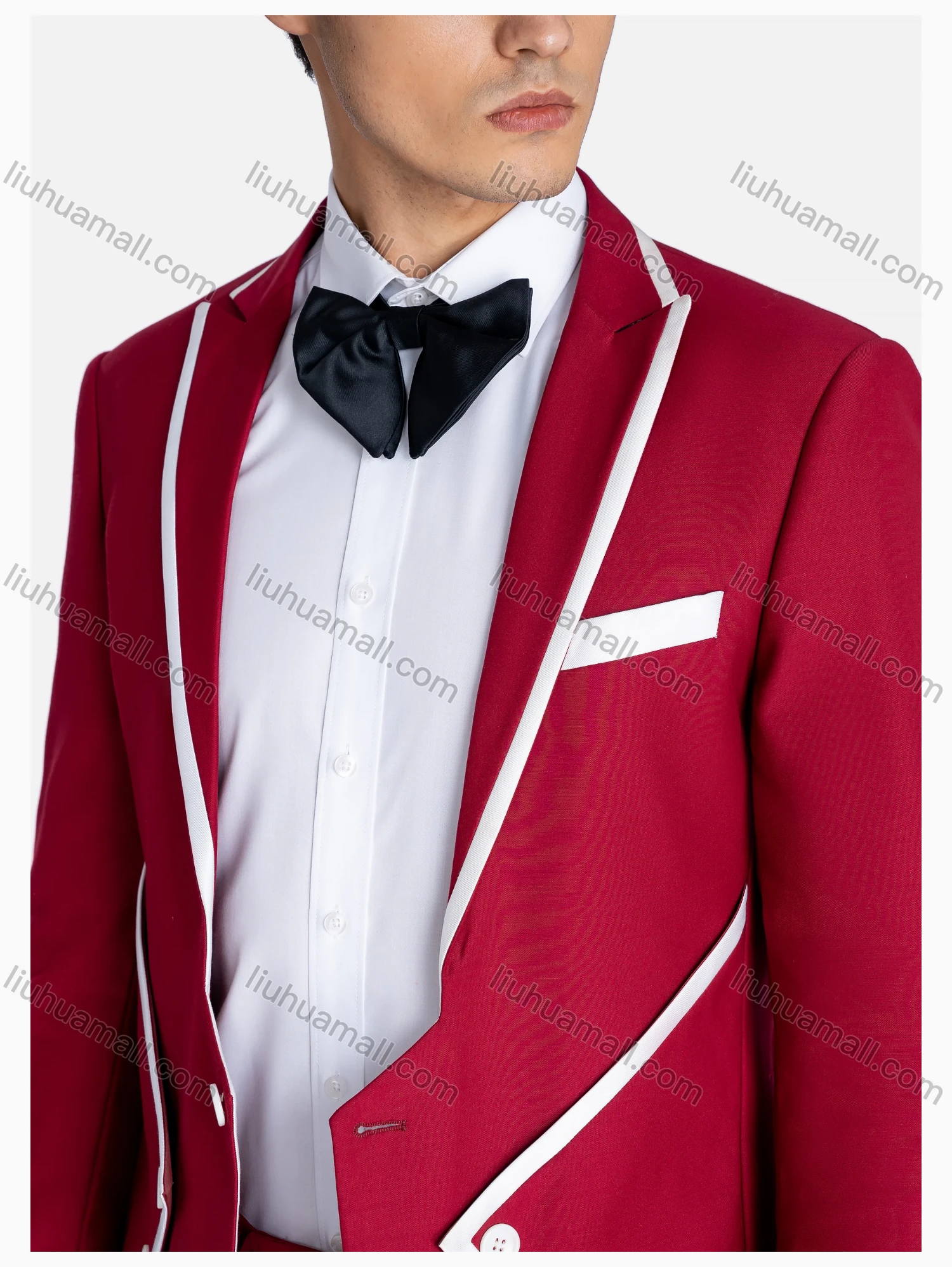 Wholesale Men's Formal Lapel Contrast Blazer & Pants 2 Pieces Suit Set - Liuhuamall
