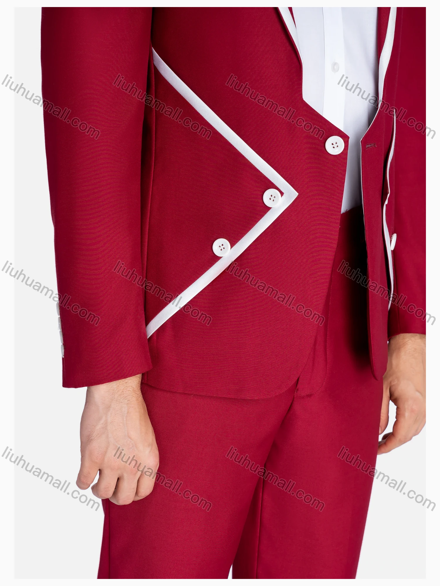 Wholesale Men's Formal Lapel Contrast Blazer & Pants 2 Pieces Suit Set - Liuhuamall
