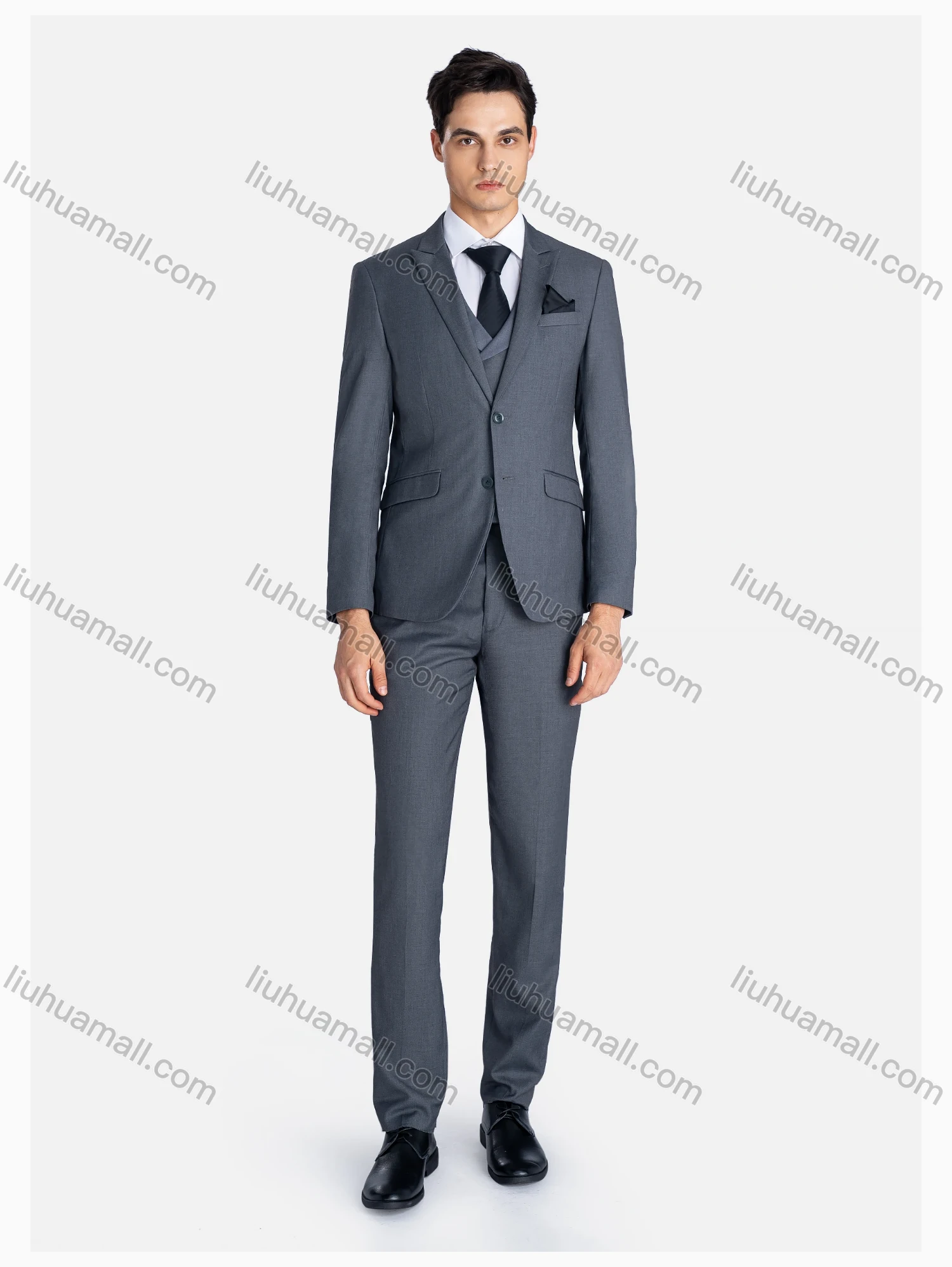 Wholesale Men's Formal Lapel Plain Patch Pockets Blazer & Waistcoat & Pants 3 Pieces Suit Set - Liuhuamall