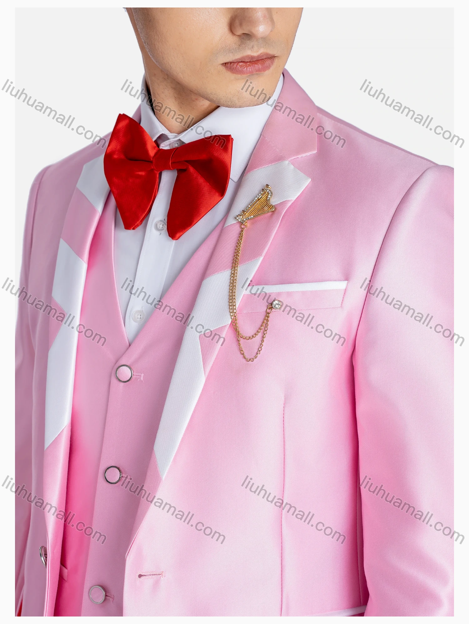 Wholesale Men's Formal Lapel Plain Patch Pockets Blazer & Waistcoat & Pants 3 Pieces Suit Set - Liuhuamall