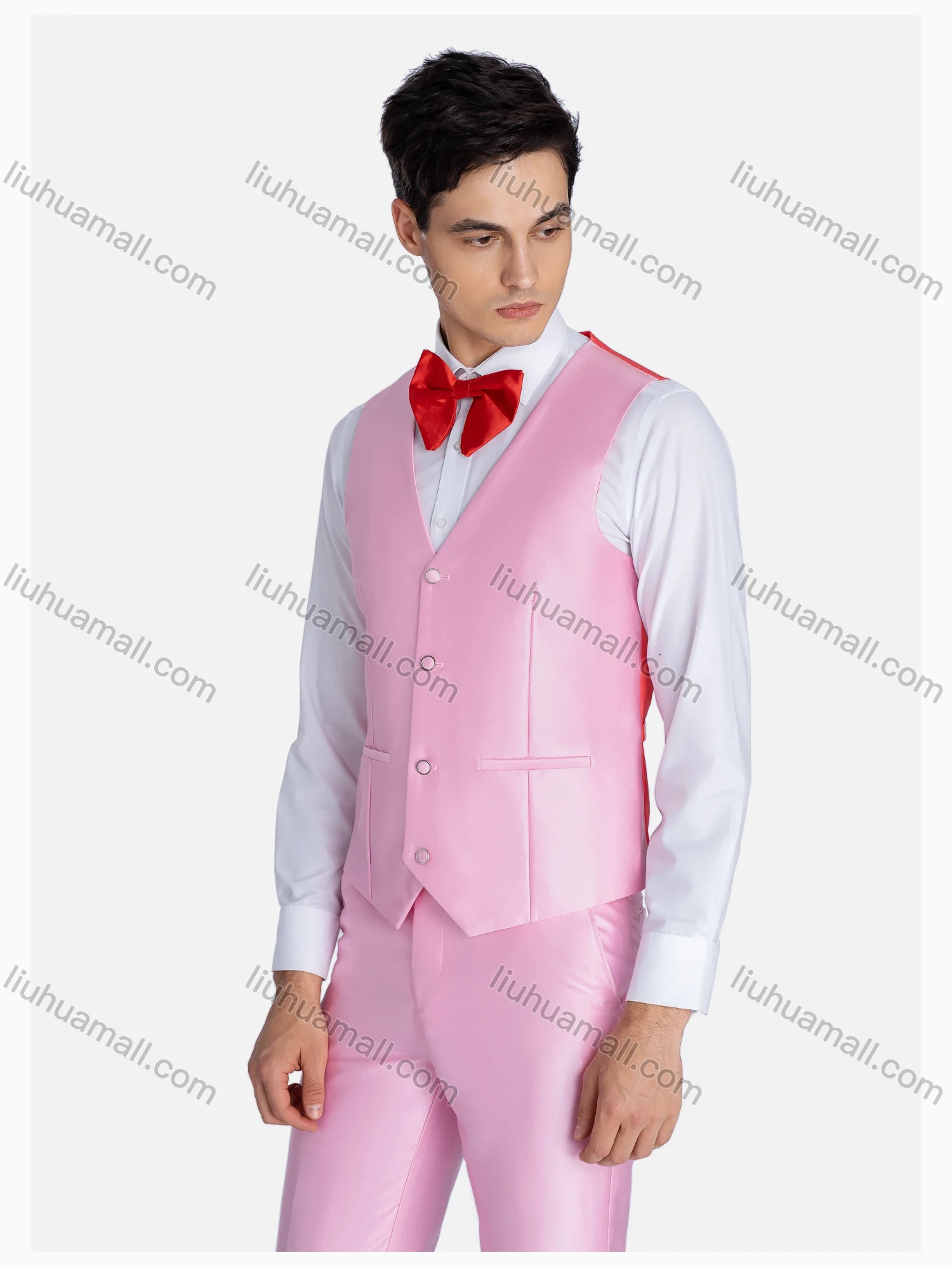 Wholesale Men's Formal Lapel Plain Patch Pockets Blazer & Waistcoat & Pants 3 Pieces Suit Set - Liuhuamall