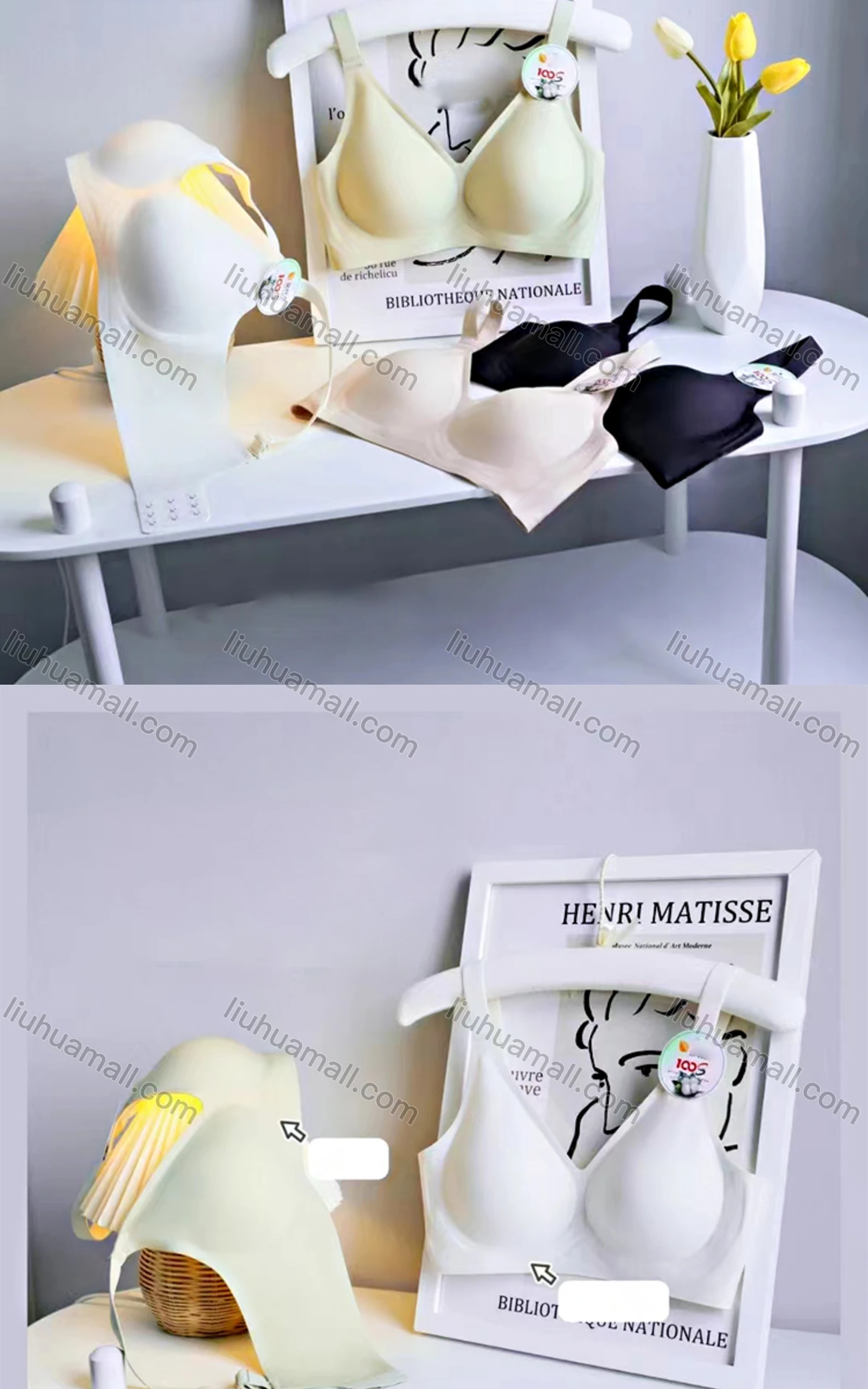 Wholesale Women's Comfy Plain Seamless Bralette&Panty 2 Piece Sets - Liuhuamall