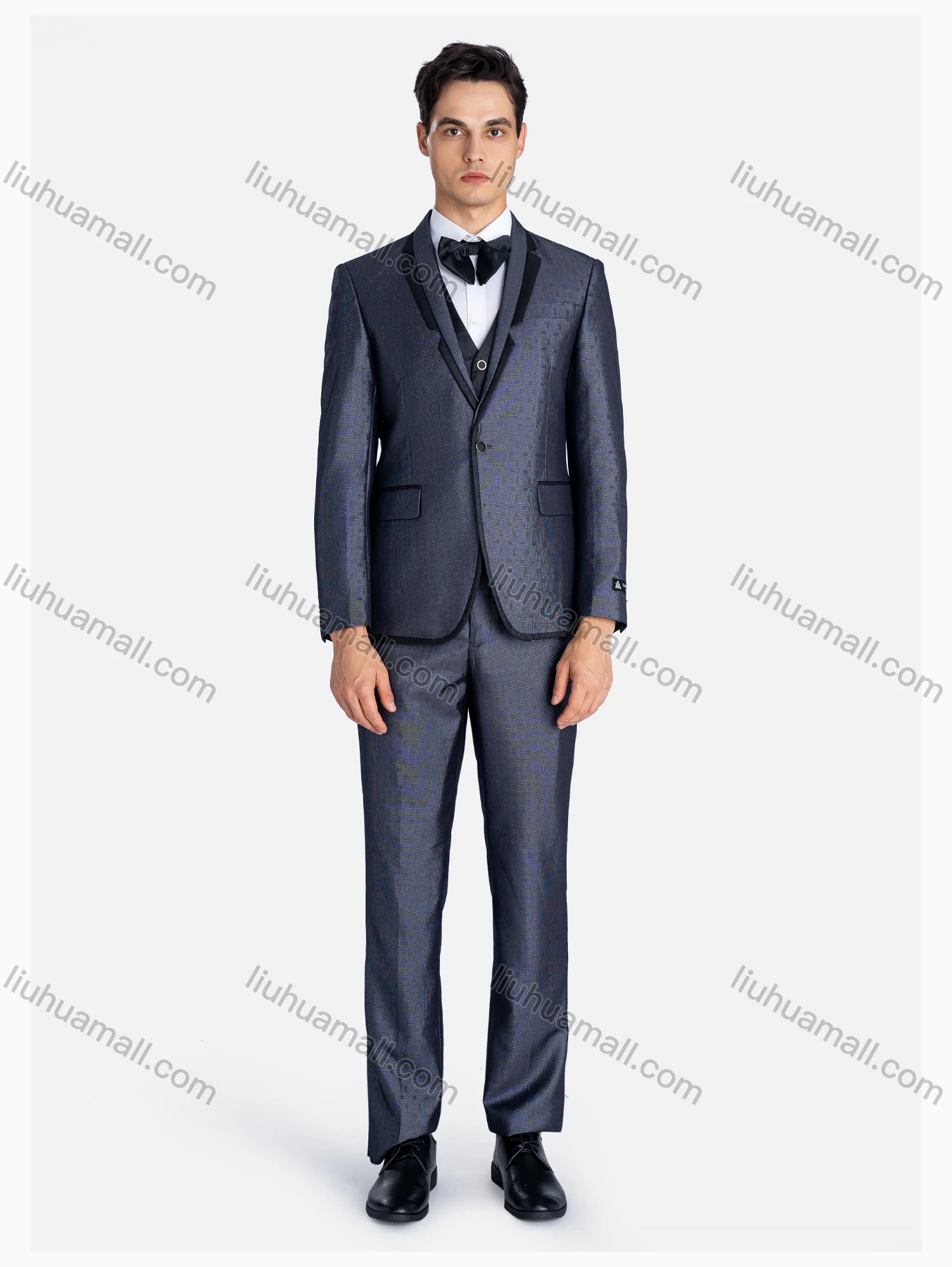 Wholesale Men's Formal Lapel Contrast Patch Pockets Blazer & Waistcoat & Pants 3 Pieces Suit Set - Liuhuamall