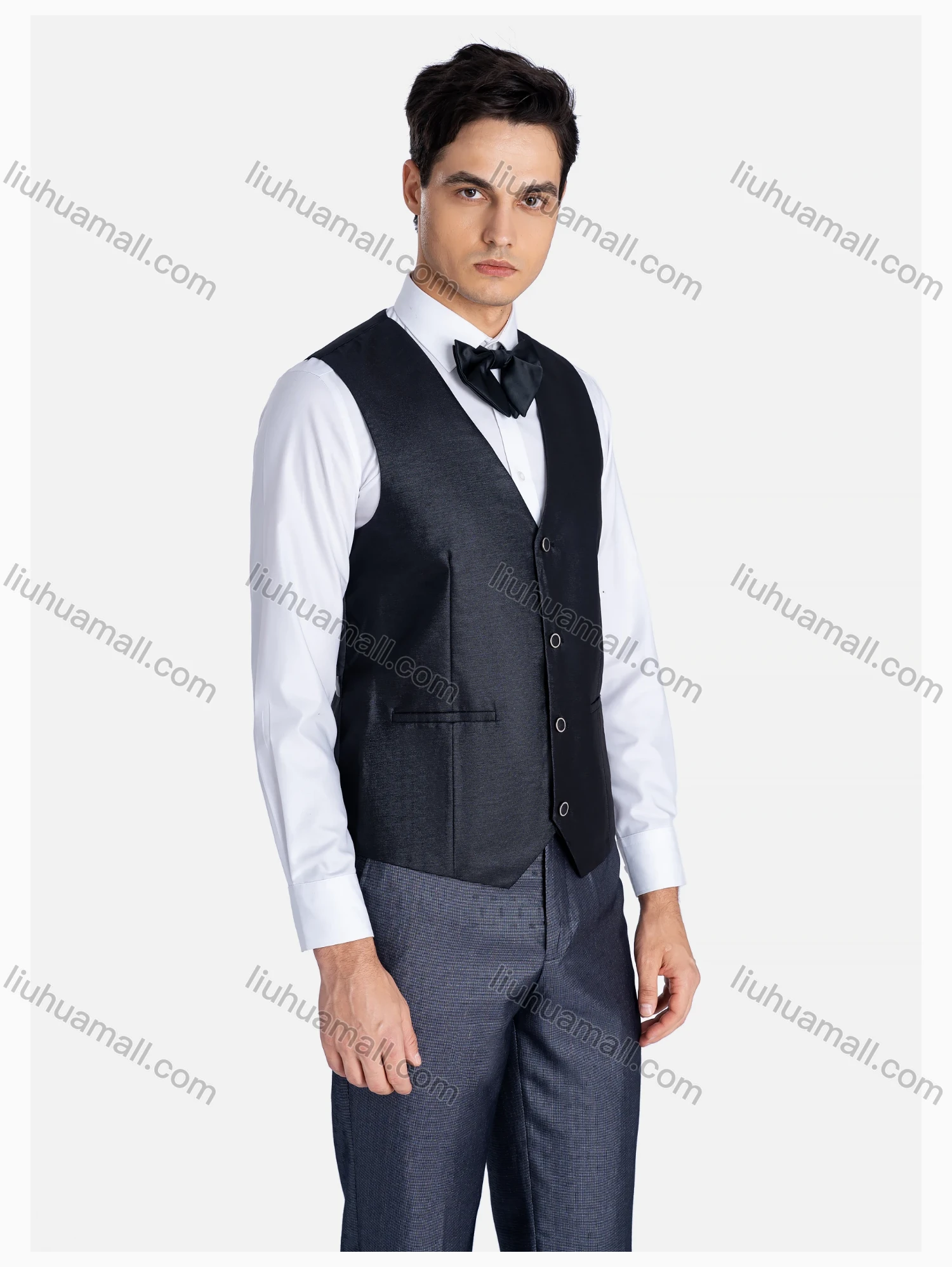 Wholesale Men's Formal Lapel Contrast Patch Pockets Blazer & Waistcoat & Pants 3 Pieces Suit Set - Liuhuamall