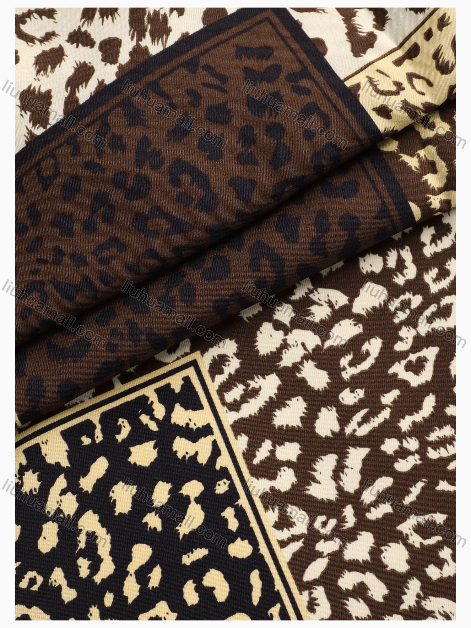 Wholesale Women's Patchwork Leopard Print Loose Fit Button Down Casual Shirt Without Hijab - Liuhuamall