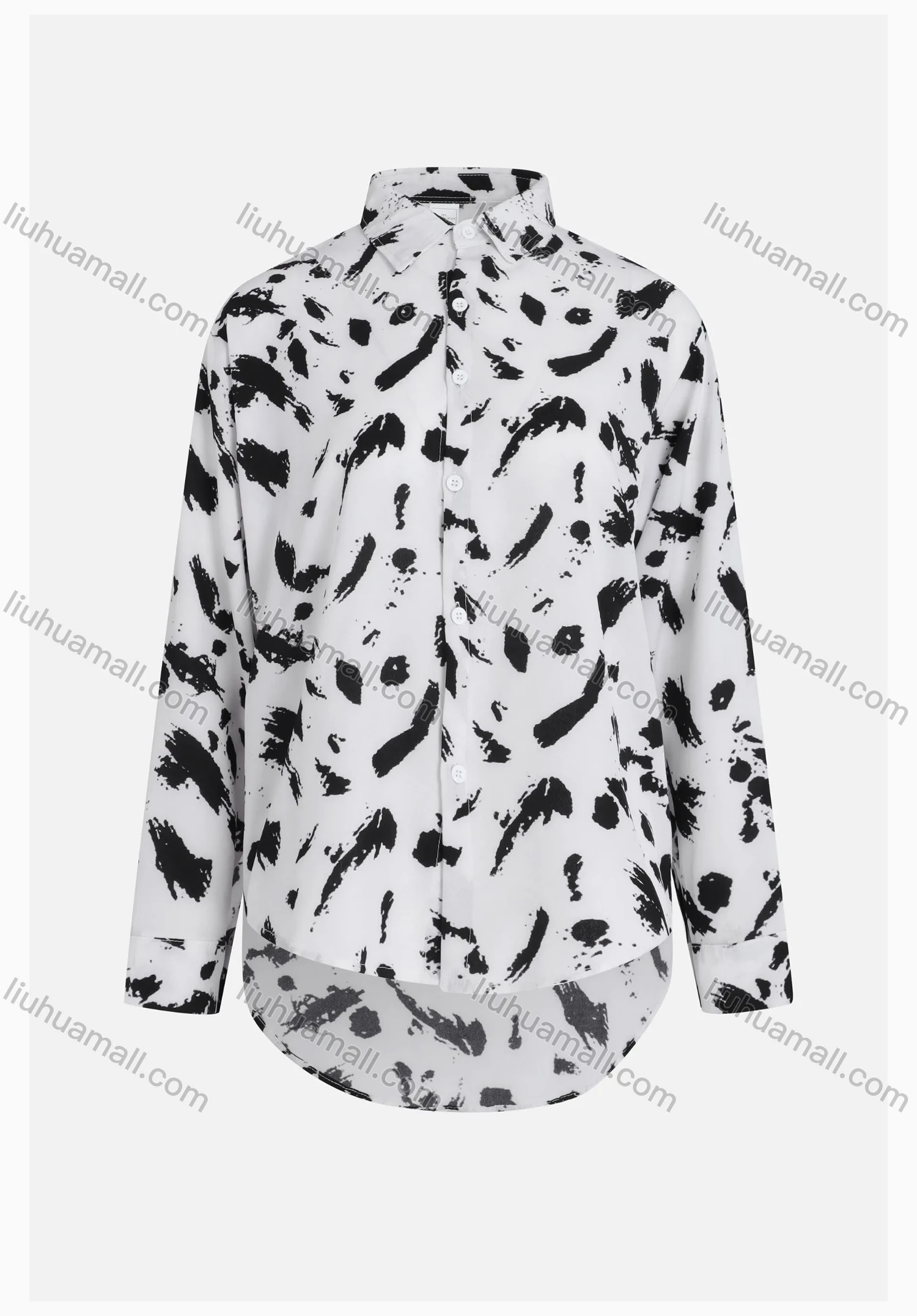 Wholesale Women's Allover Print Regular Fit Button Down Casual Shirt Without Hijab - Liuhuamall