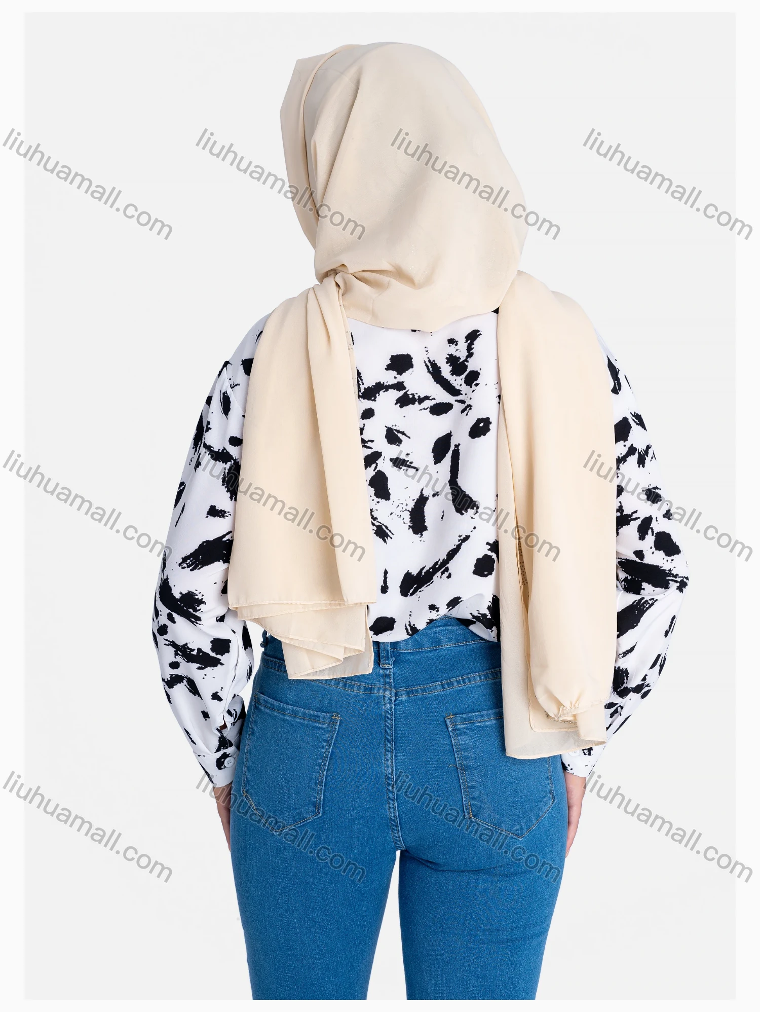 Wholesale Women's Allover Print Regular Fit Button Down Casual Shirt Without Hijab - Liuhuamall