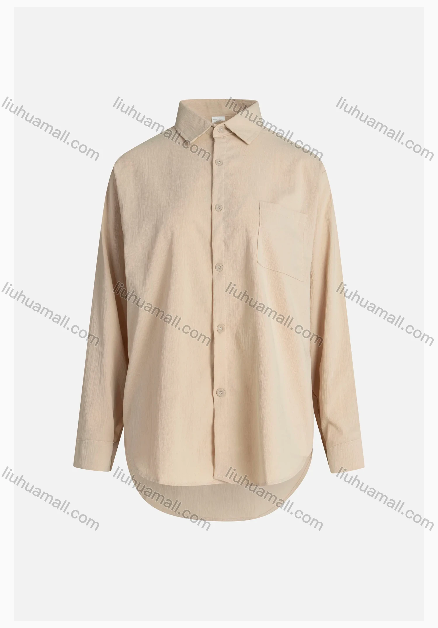 Wholesale Women's Plain Regular Fit Patch Pocket Button Down Casual Shirt Without Hijab - Liuhuamall