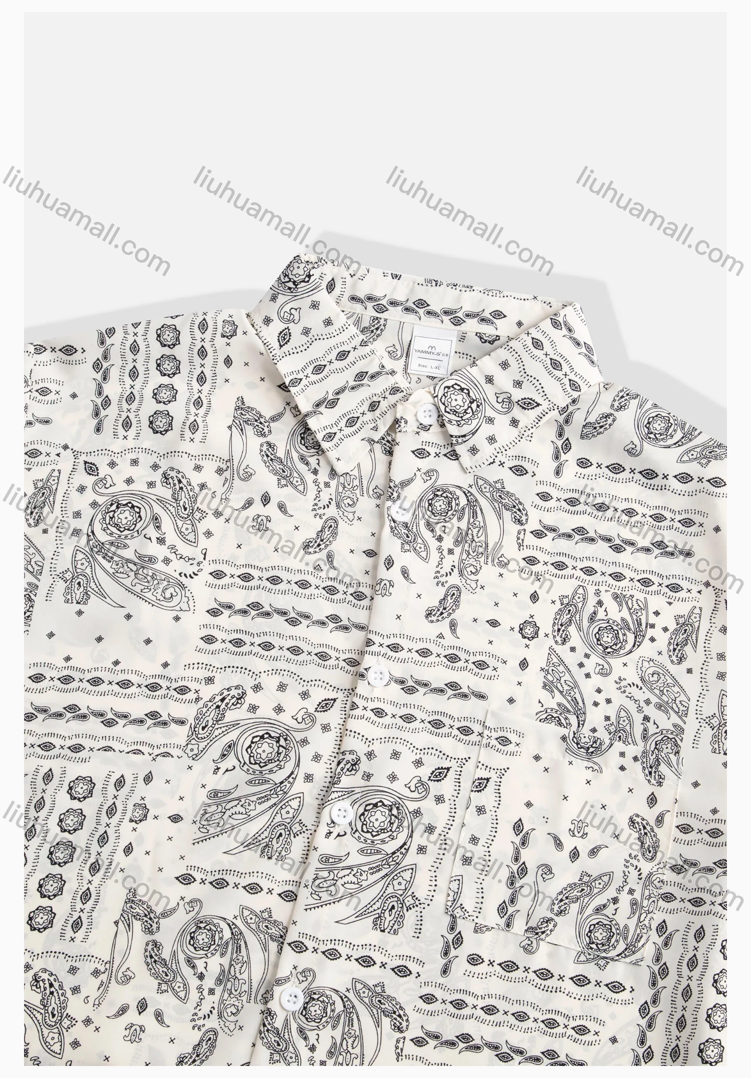 Wholesale Women's Paisley Print Regular Fit Patch Pocket Button Down Casual Shirt Without Hijab - Liuhuamall