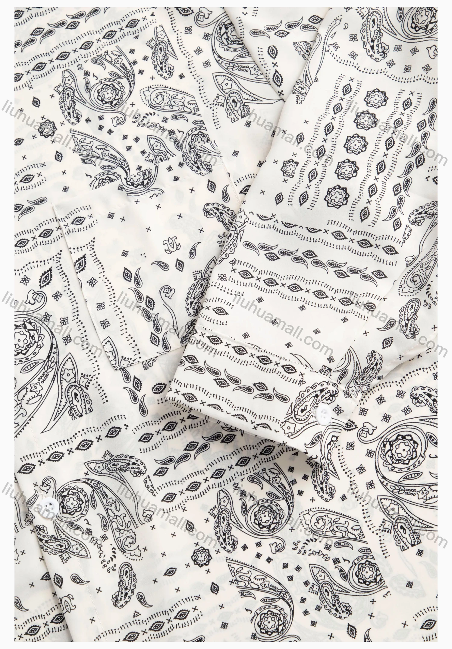 Wholesale Women's Paisley Print Regular Fit Patch Pocket Button Down Casual Shirt Without Hijab - Liuhuamall