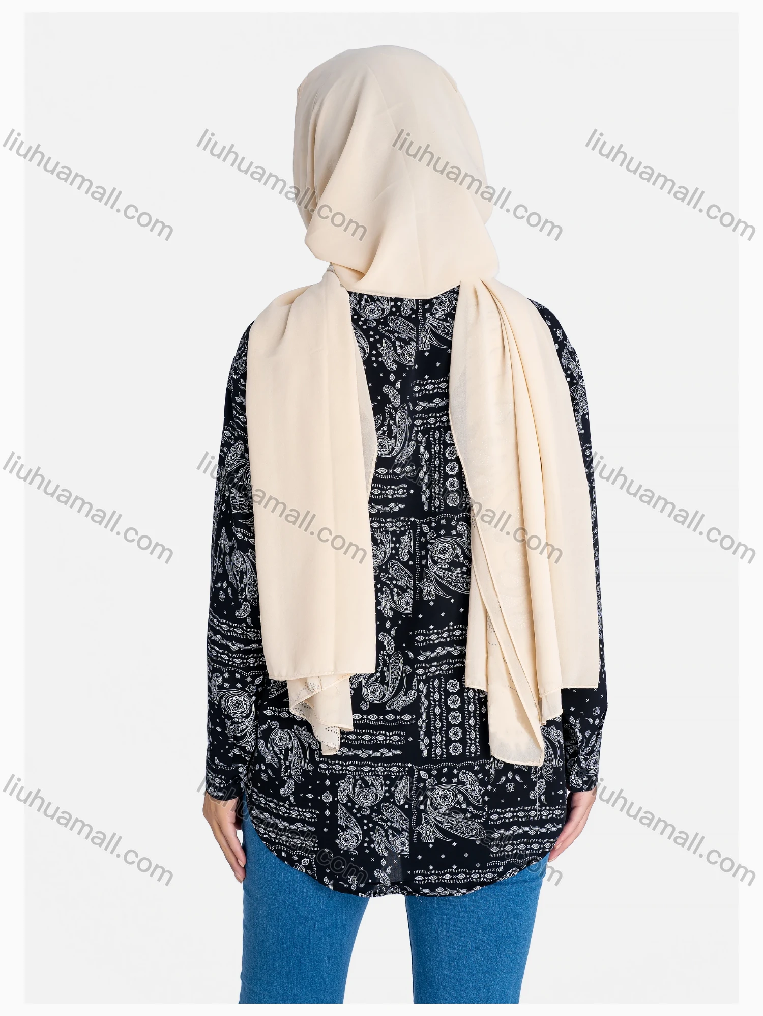 Wholesale Women's Paisley Print Regular Fit Patch Pocket Button Down Casual Shirt Without Hijab - Liuhuamall