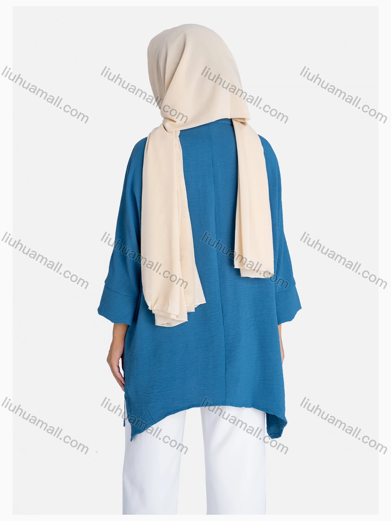 Wholesale Women's Plain 3/4 Sleeve Hanky Hem Button Front Casual Tunic - Liuhuamall