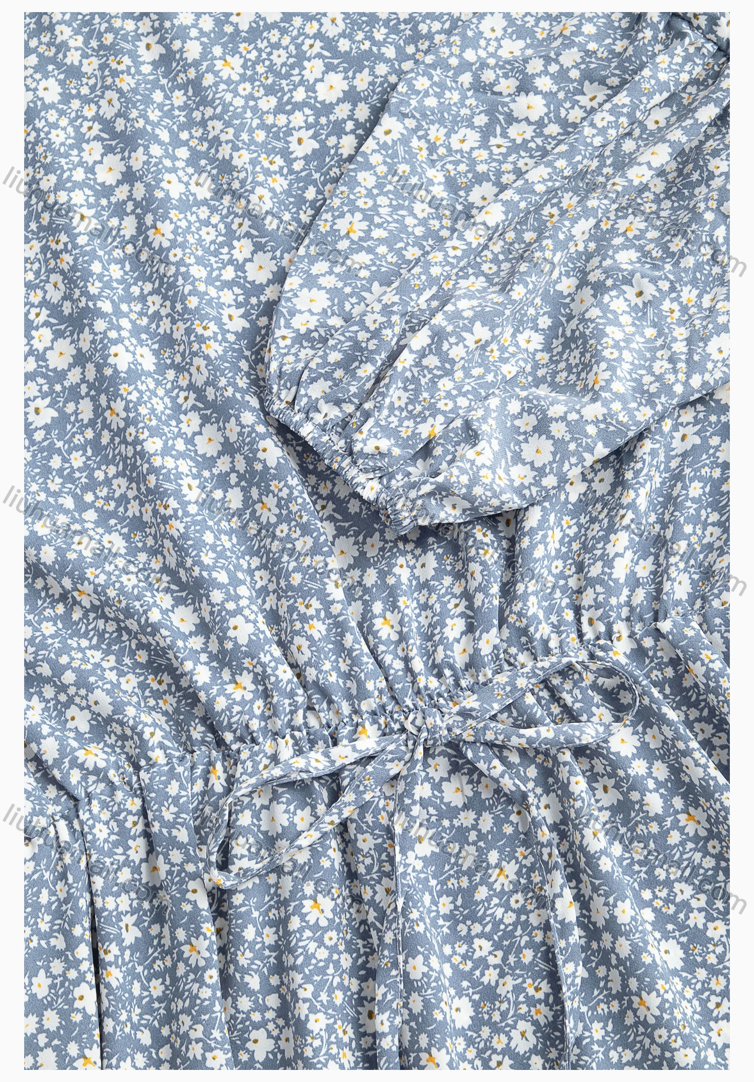 Wholesale Women's Crew Neck Drawstring Long Sleeve Floral Print Tunic - Liuhuamall