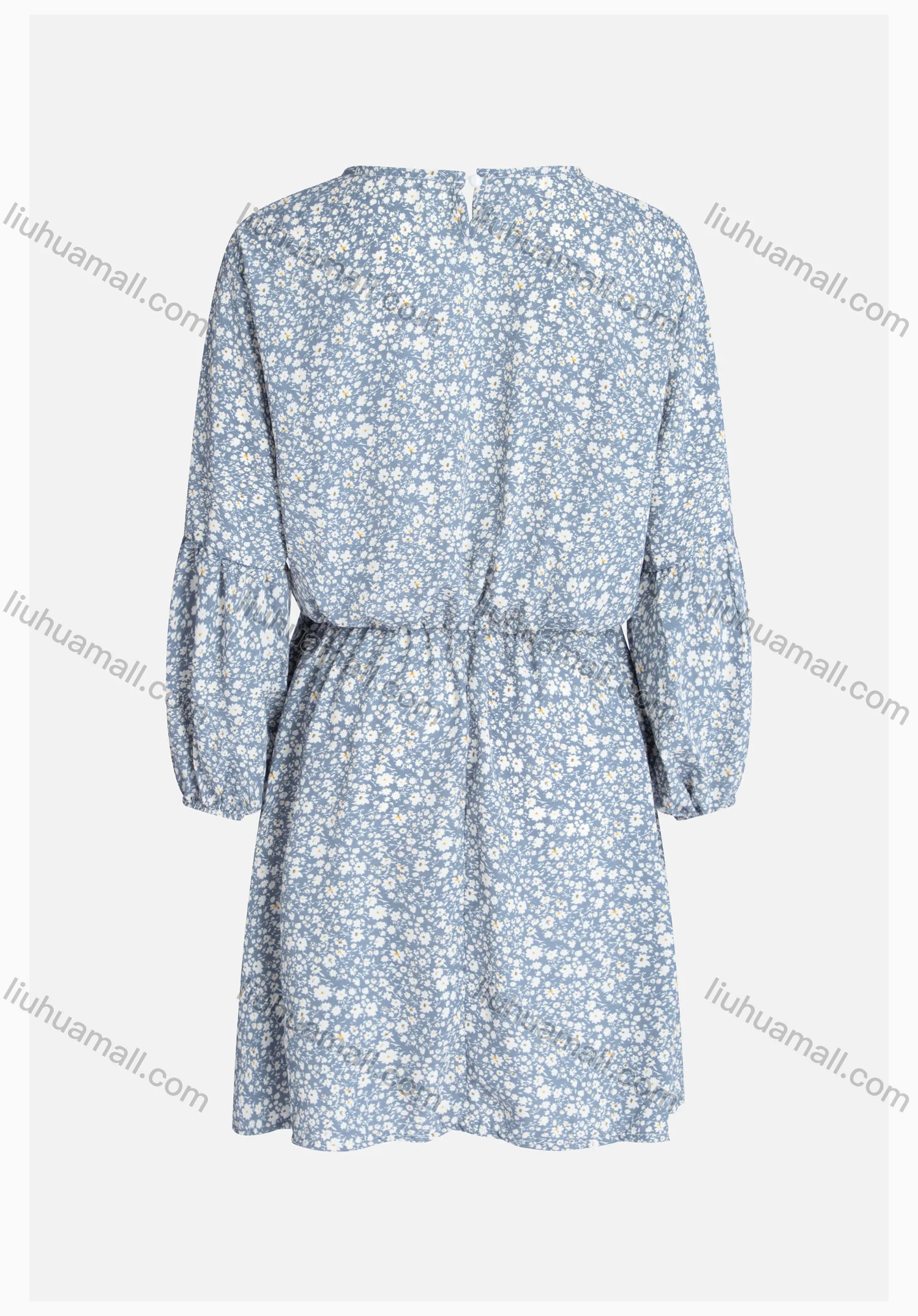 Wholesale Women's Crew Neck Drawstring Long Sleeve Floral Print Tunic - Liuhuamall