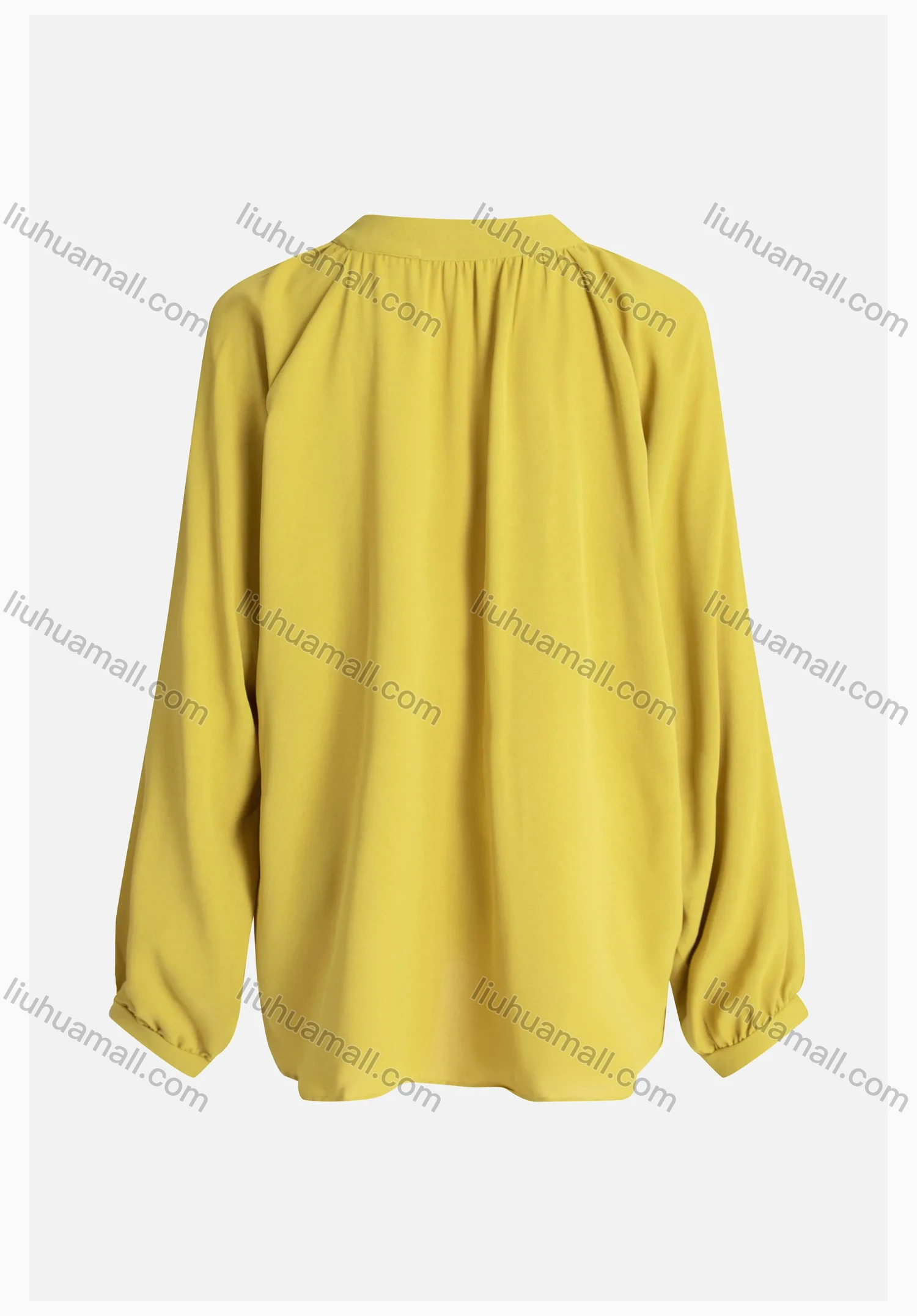 Wholesale Women's Keyhole Neck Loose Fit Plain Long Sleeve Curved Hem Tunic - Liuhuamall