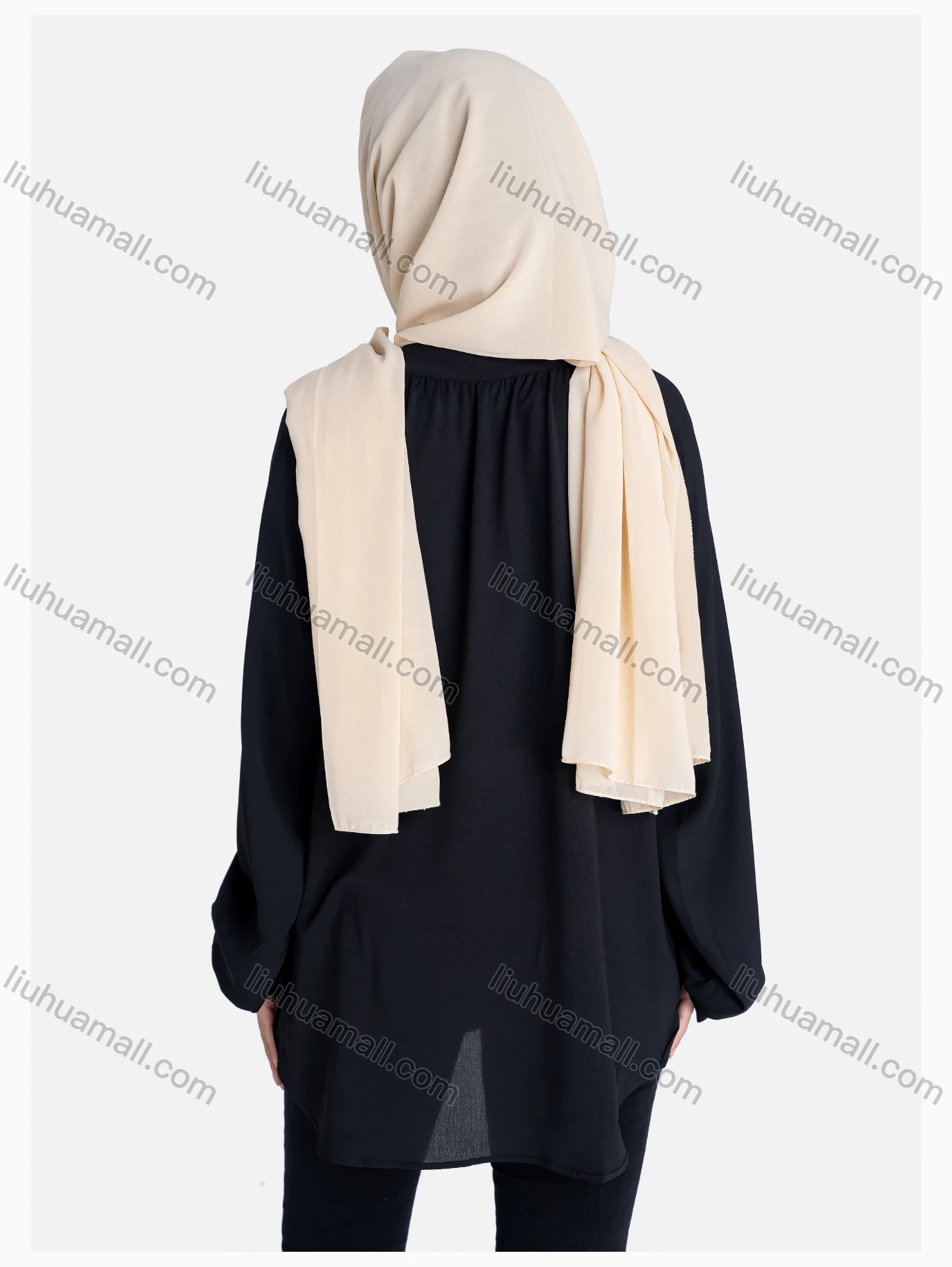 Wholesale Women's Keyhole Neck Loose Fit Plain Long Sleeve Curved Hem Tunic - Liuhuamall