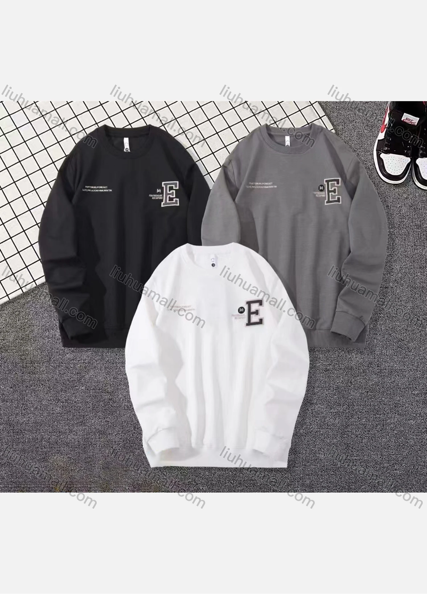 Wholesale Men's Casual Letter Print Round Neck Long Sleeve Sweatshirt - Liuhuamall