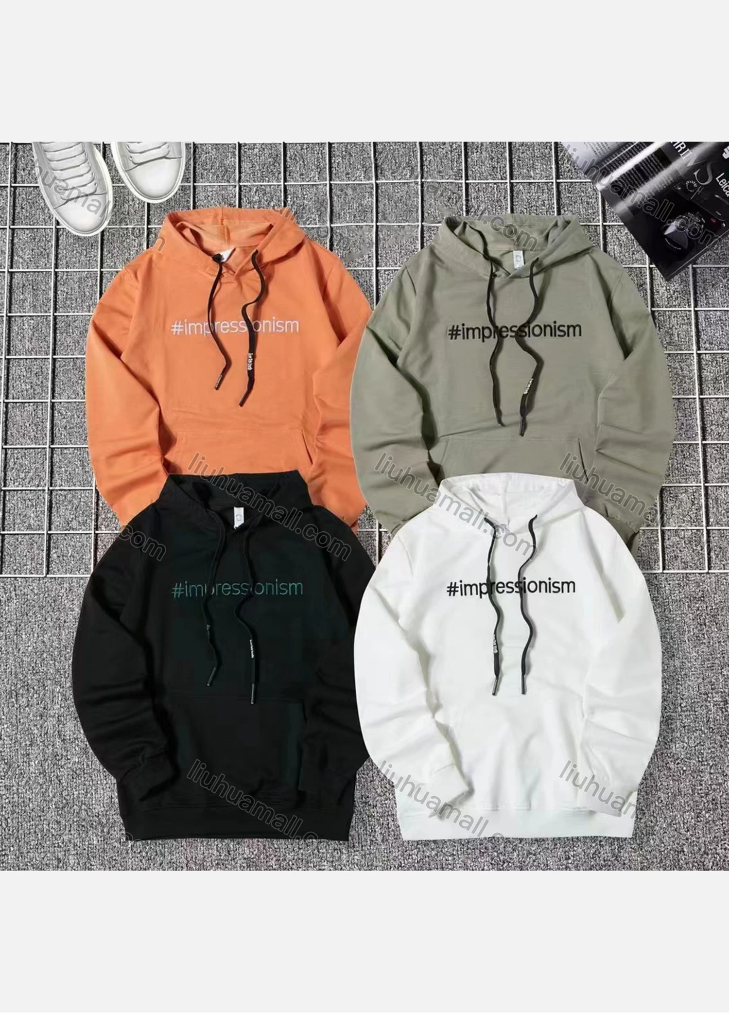 Wholesale Men's Casual Letter Print Drawstring Long Sleeve Kangaroo Pocket Hoodie - Liuhuamall