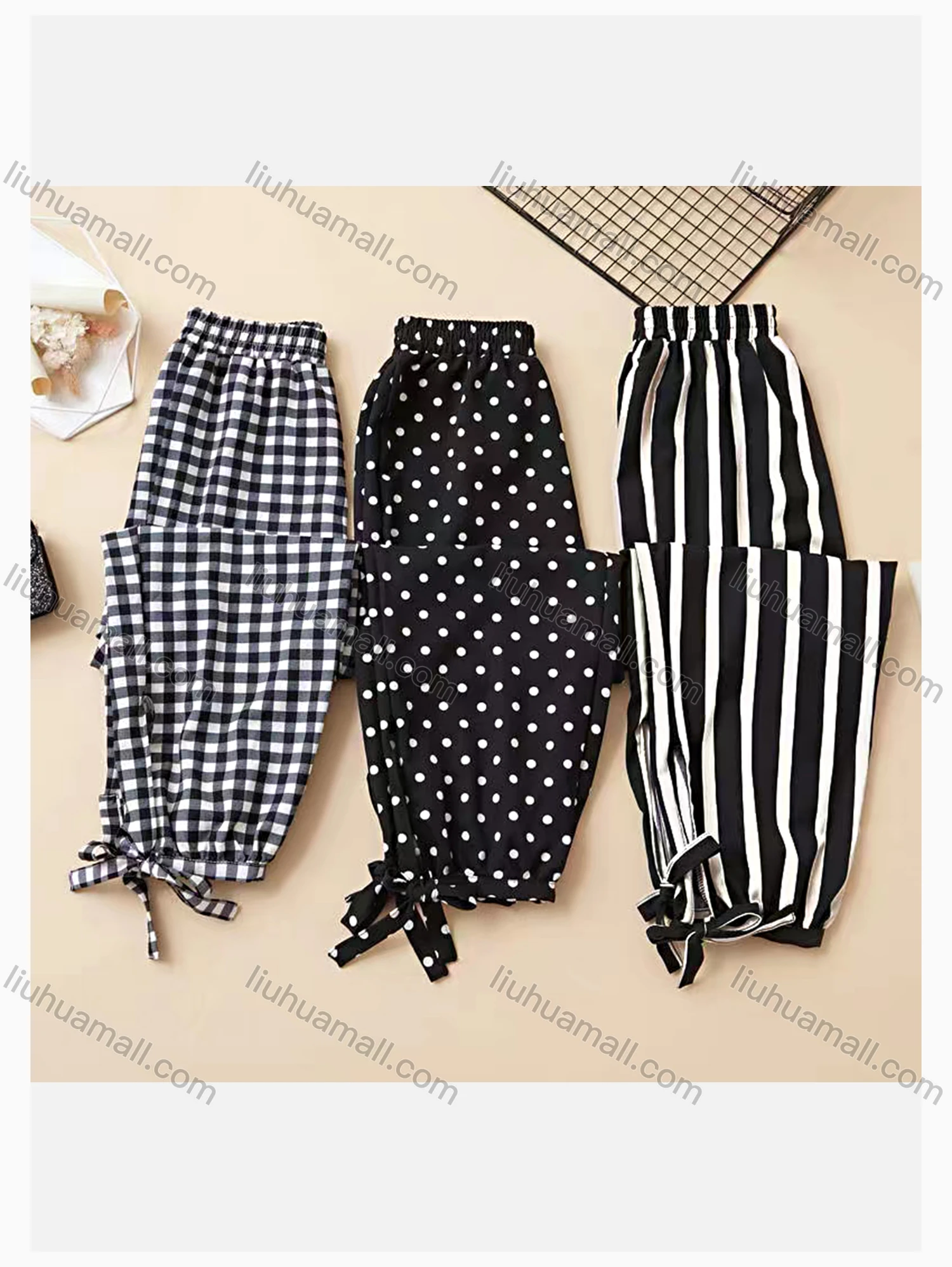 Wholesale Women's Casual Elastic Waist Tie Sweatpants - Liuhuamall