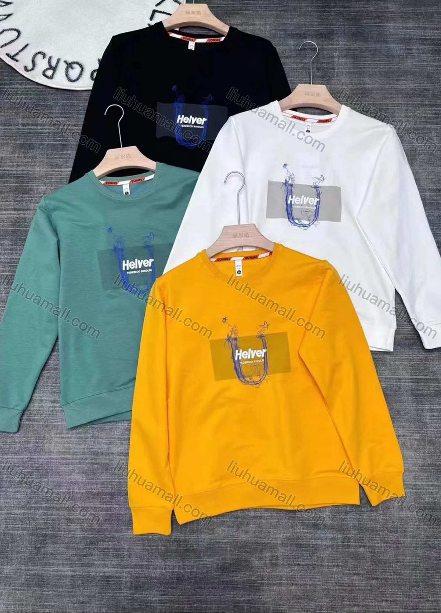 Wholesale Men's Casual Letter Print Round Neck Long Sleeve Sweatshirt - Liuhuamall