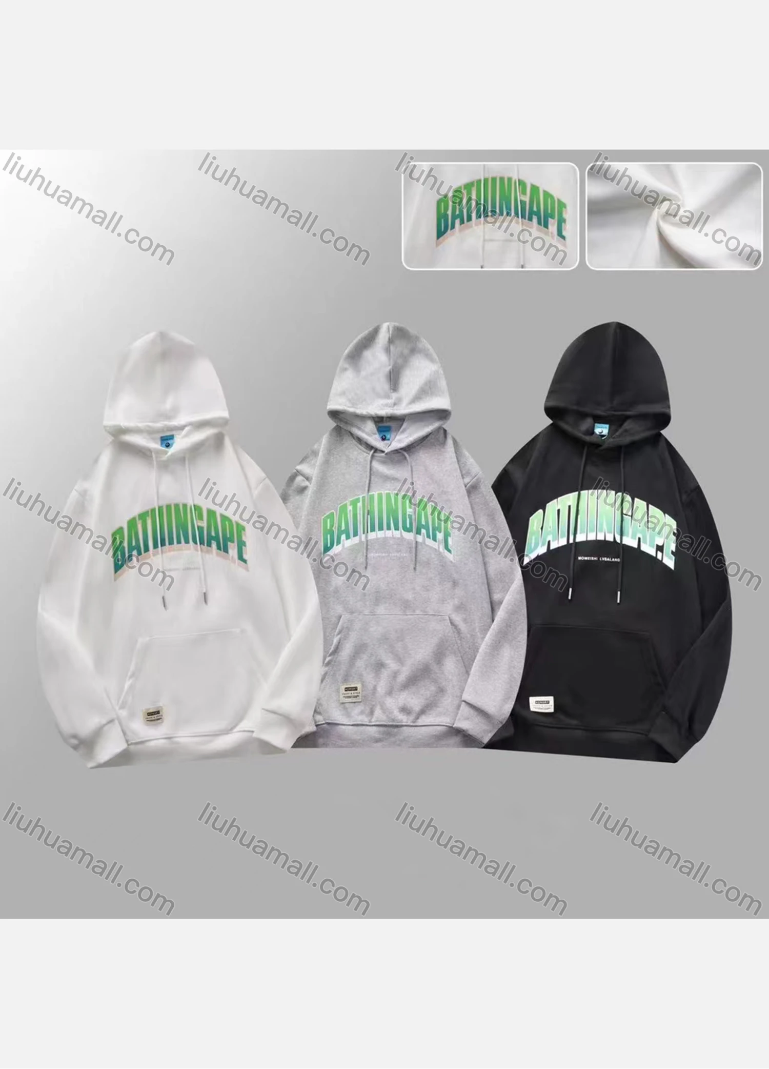 Wholesale Men's Casual Letter Print Drawstring Long Sleeve Kangaroo Pocket Hoodie - Liuhuamall