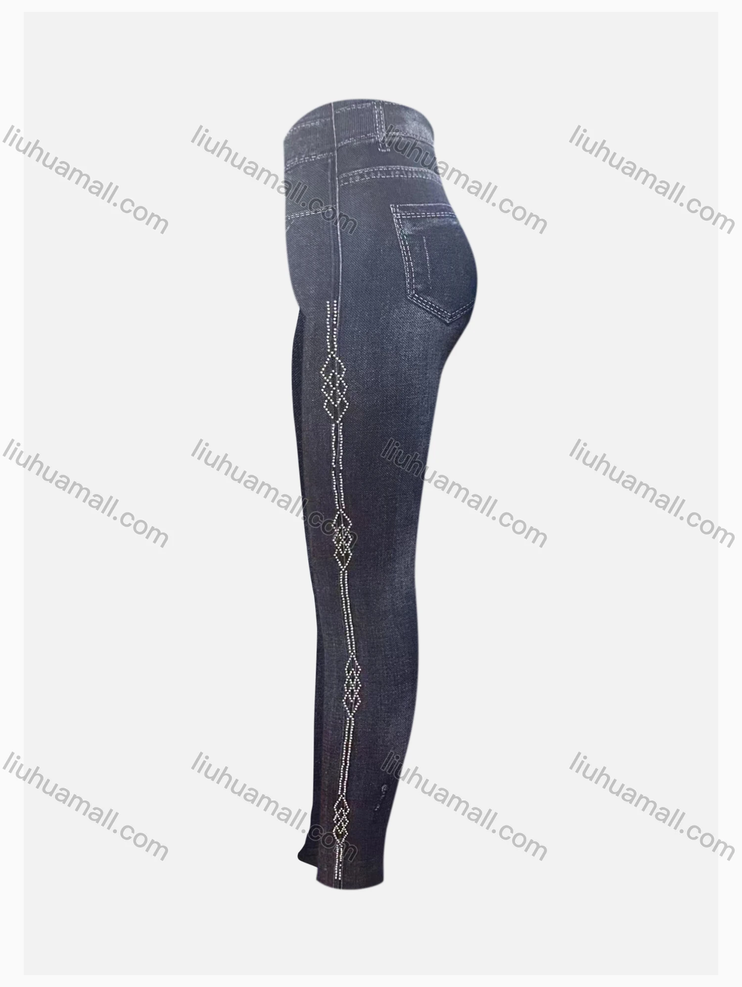 Wholesale Women's Casual Rhinestone Long Plain Leggings - Liuhuamall