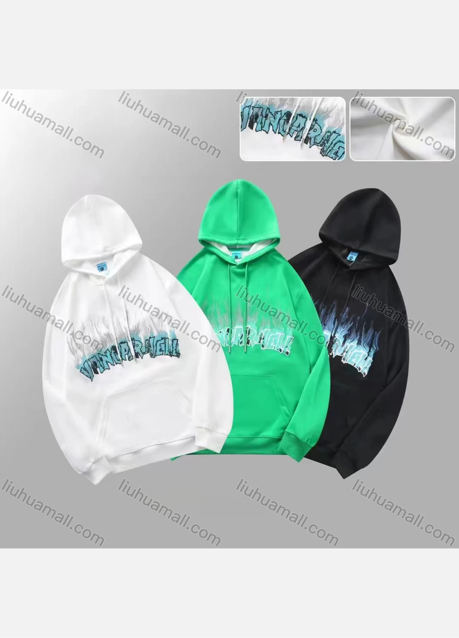 Wholesale Men's Casual Letter Print Drawstring Long Sleeve Kangaroo Pocket Hoodie - Liuhuamall