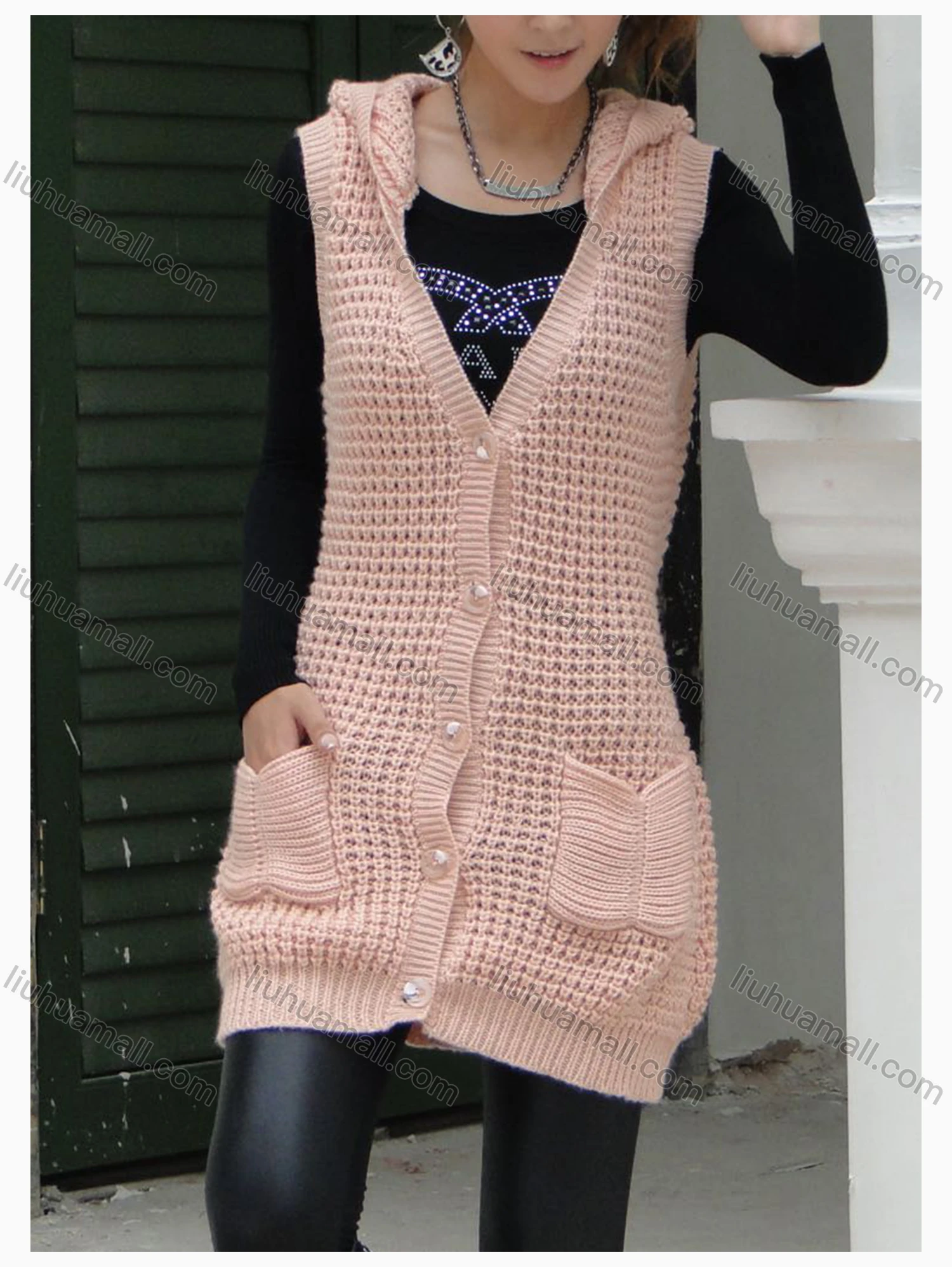 Wholesale Women's Plain Button Front Sleeveless Cardigan - Liuhuamall