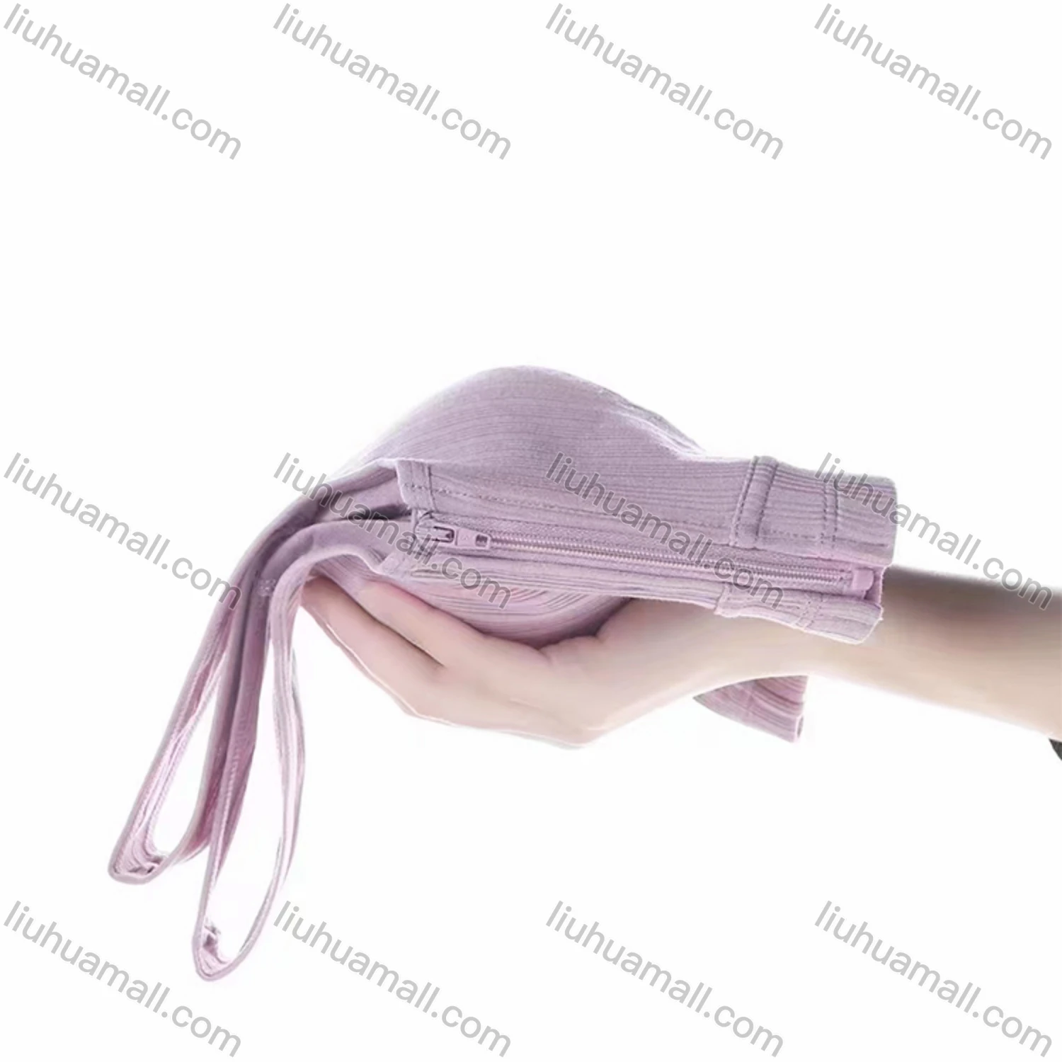 Wholesale Women's Comfy Texture Zipper Bra With Removable Cheast Pad - Liuhuamall