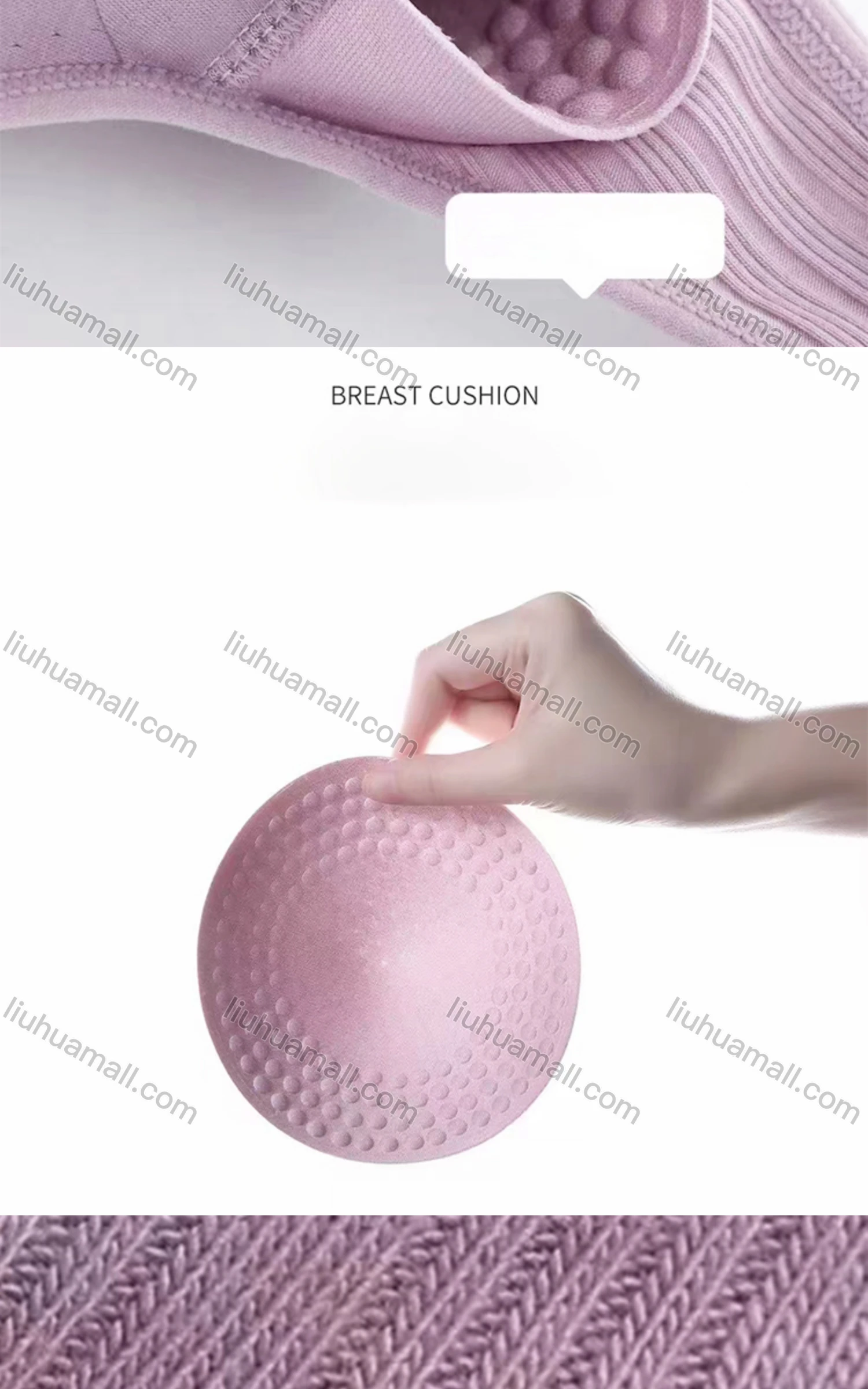 Wholesale Women's Comfy Texture Zipper Bra With Removable Cheast Pad - Liuhuamall